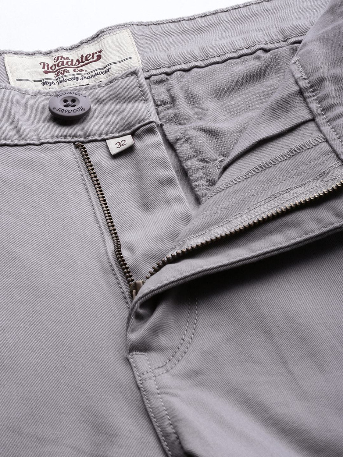 Image of Roadster Regular Fit Men Grey Trousers