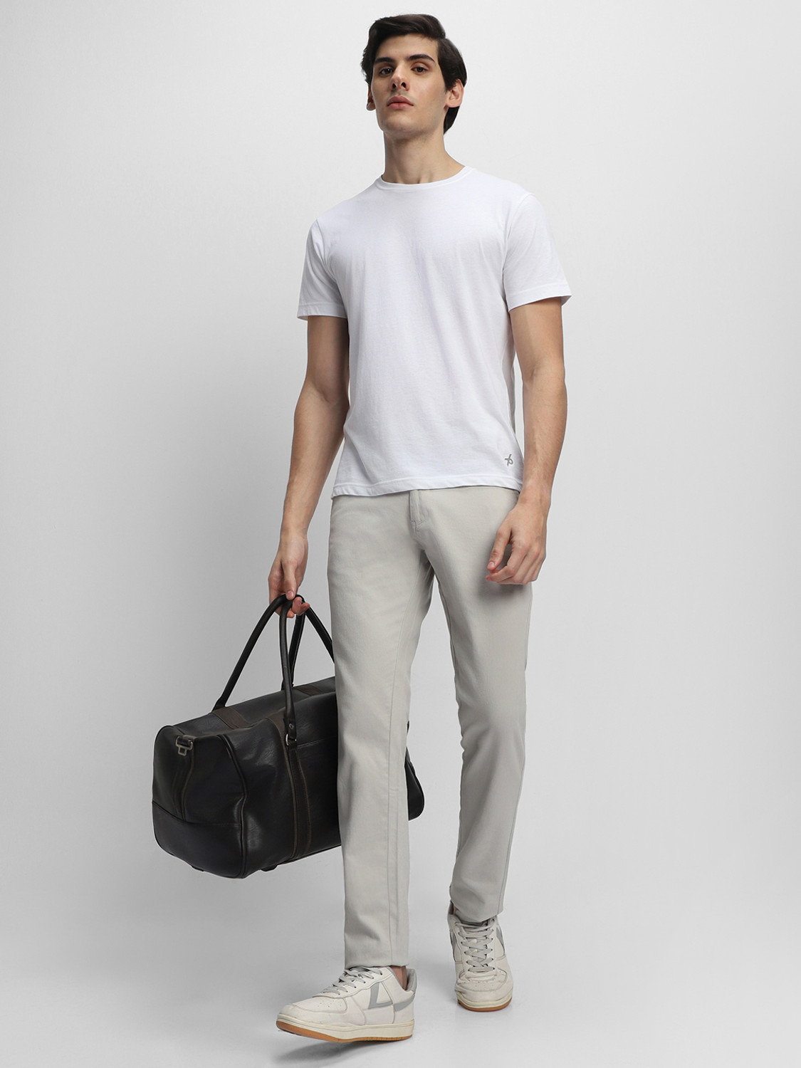 Image of Dennis Lingo Slim Fit Men Grey Trousers