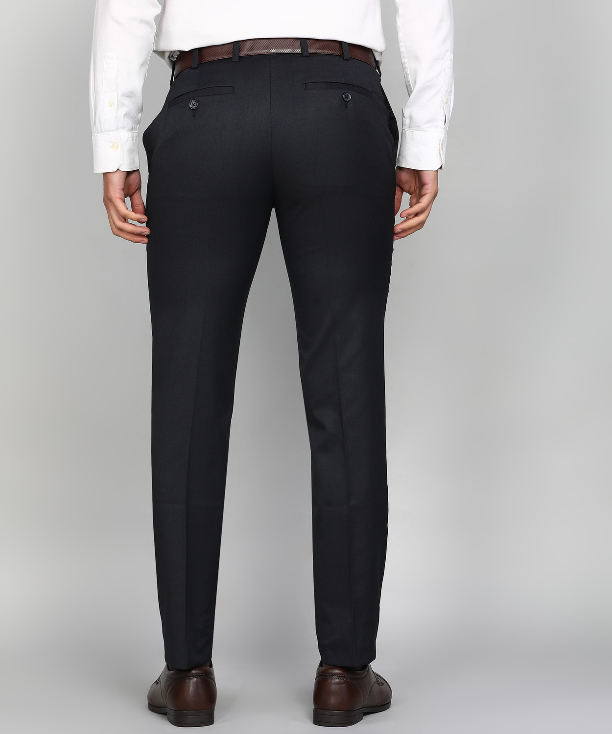 Image of Raymond Slim Fit Men Dark Blue Trousers