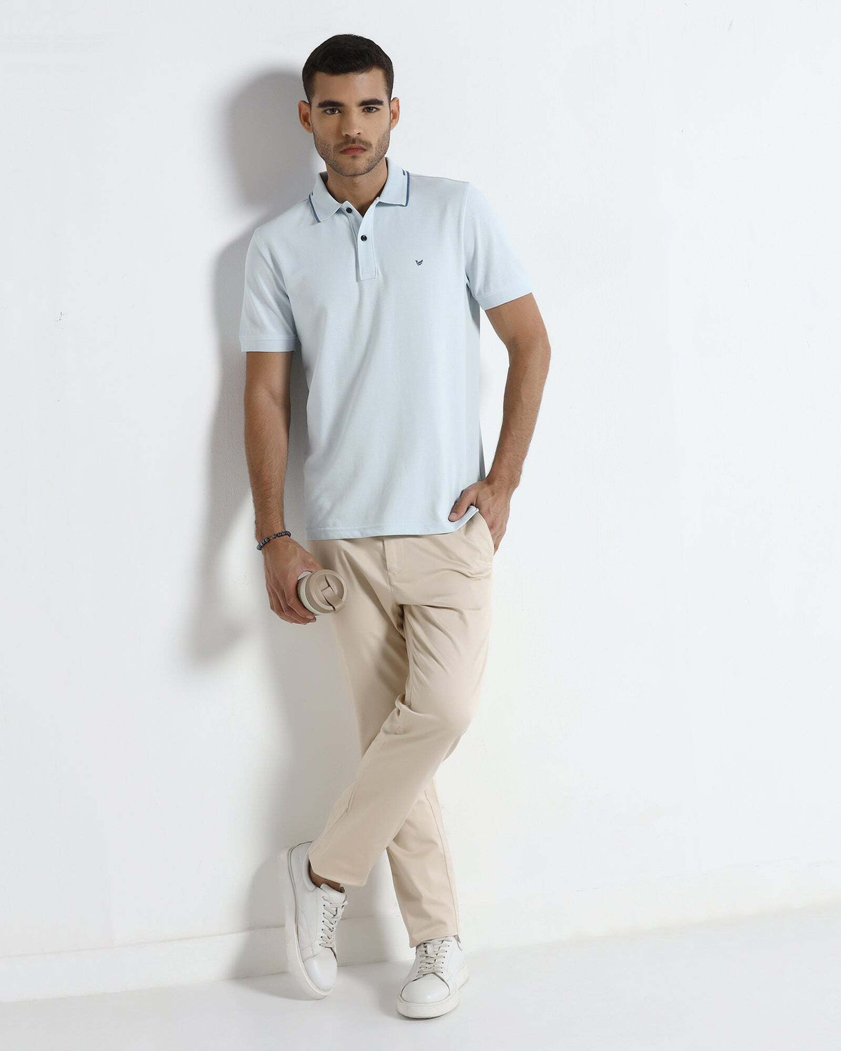 Image of Blackberrys Regular Fit Men Beige Trousers