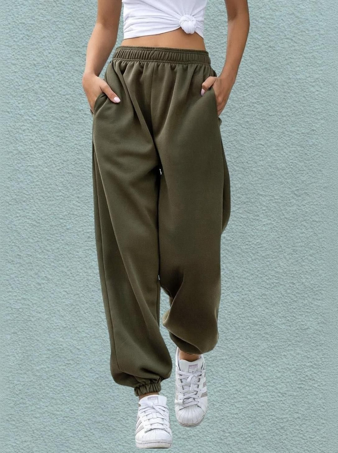 Image of Q-Rious Relaxed Women Green Trousers