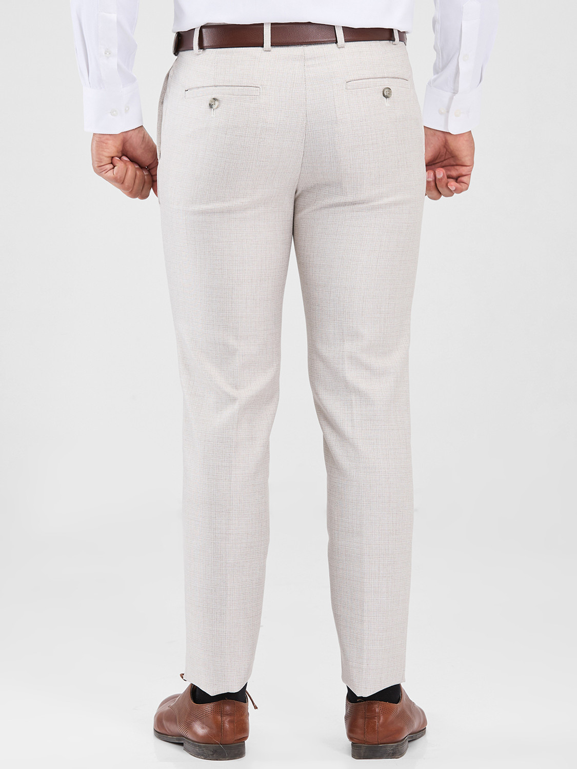Image of Raymond Slim Fit Men Grey Trousers