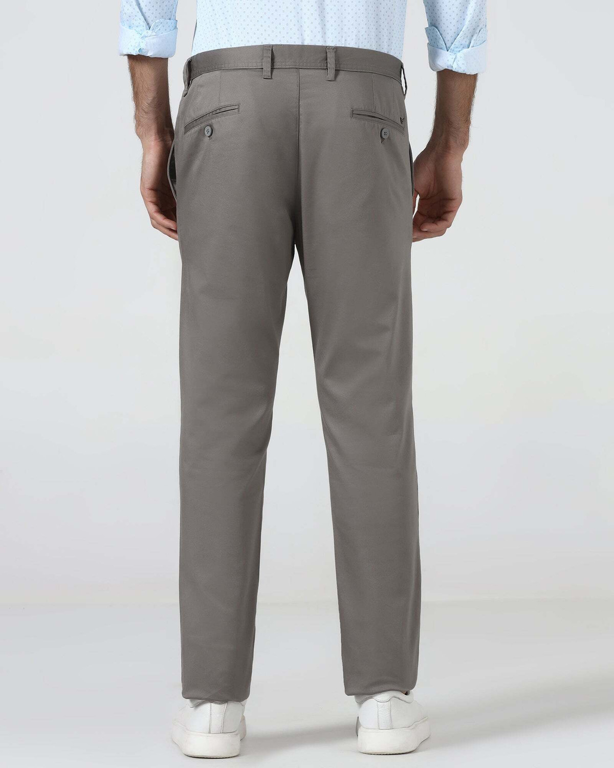Image of Blackberrys Regular Fit Men Grey Trousers