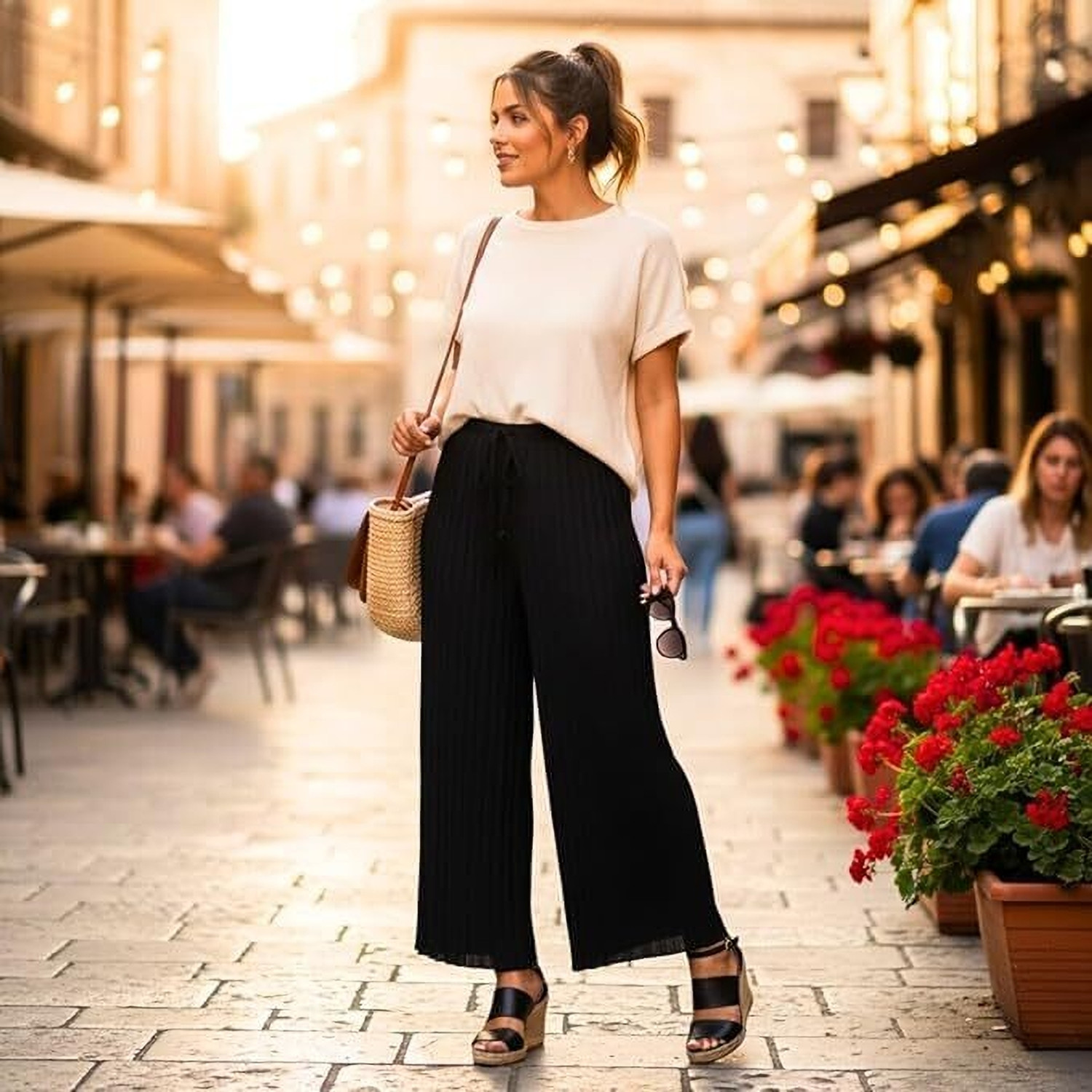 Image of ShopTrends Regular Fit Women Black Trousers