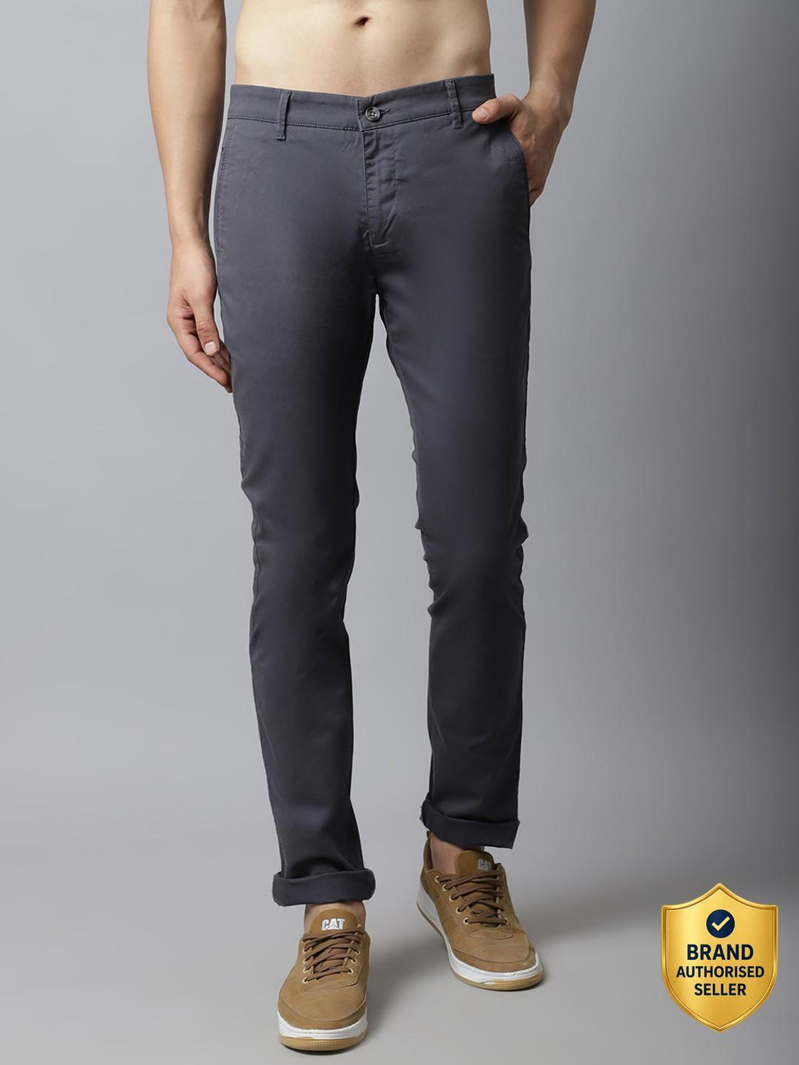 CANTABIL Regular Fit Men Grey Trousers
