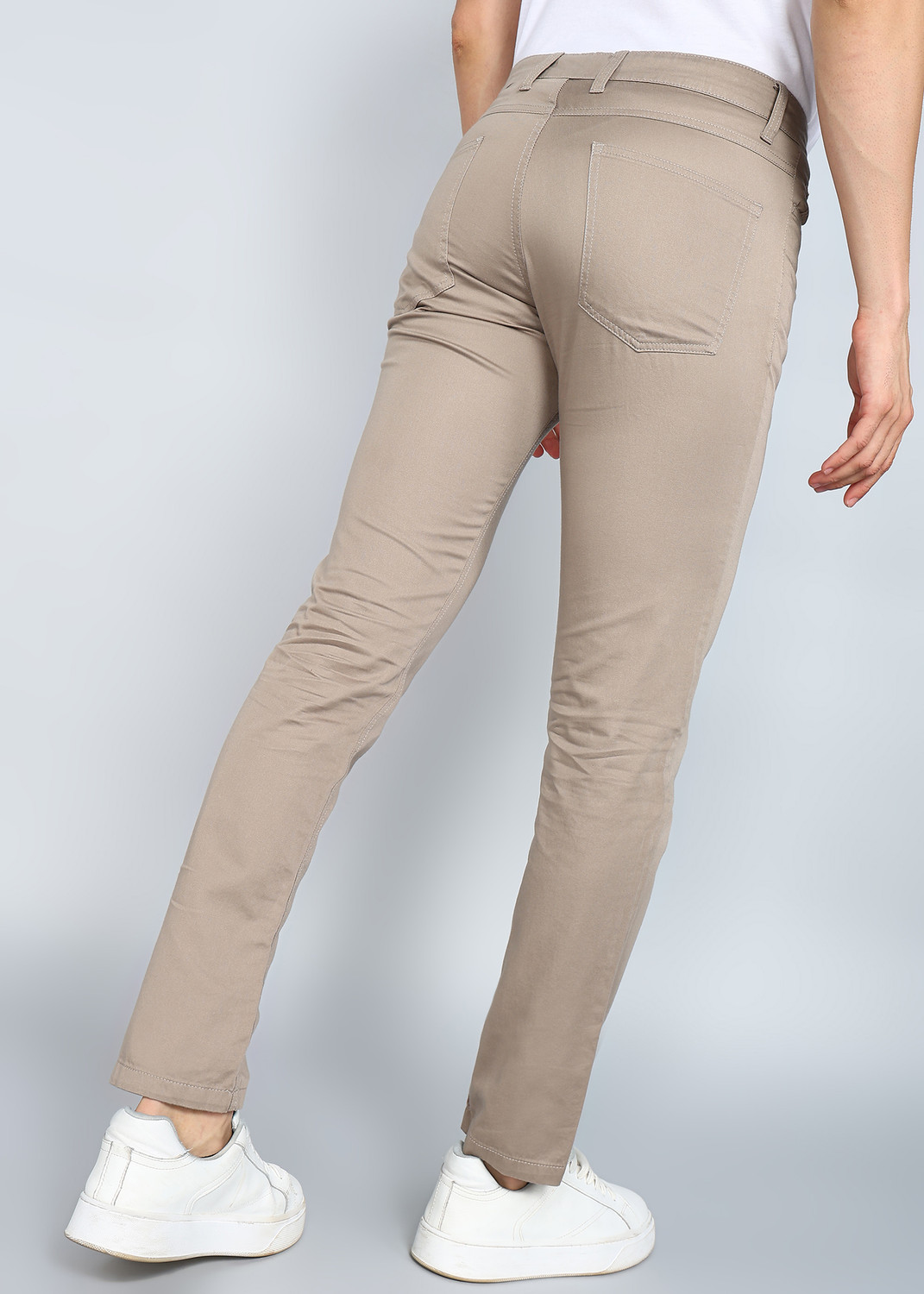 Image of PROVOGUE Slim Fit Men Beige Trousers