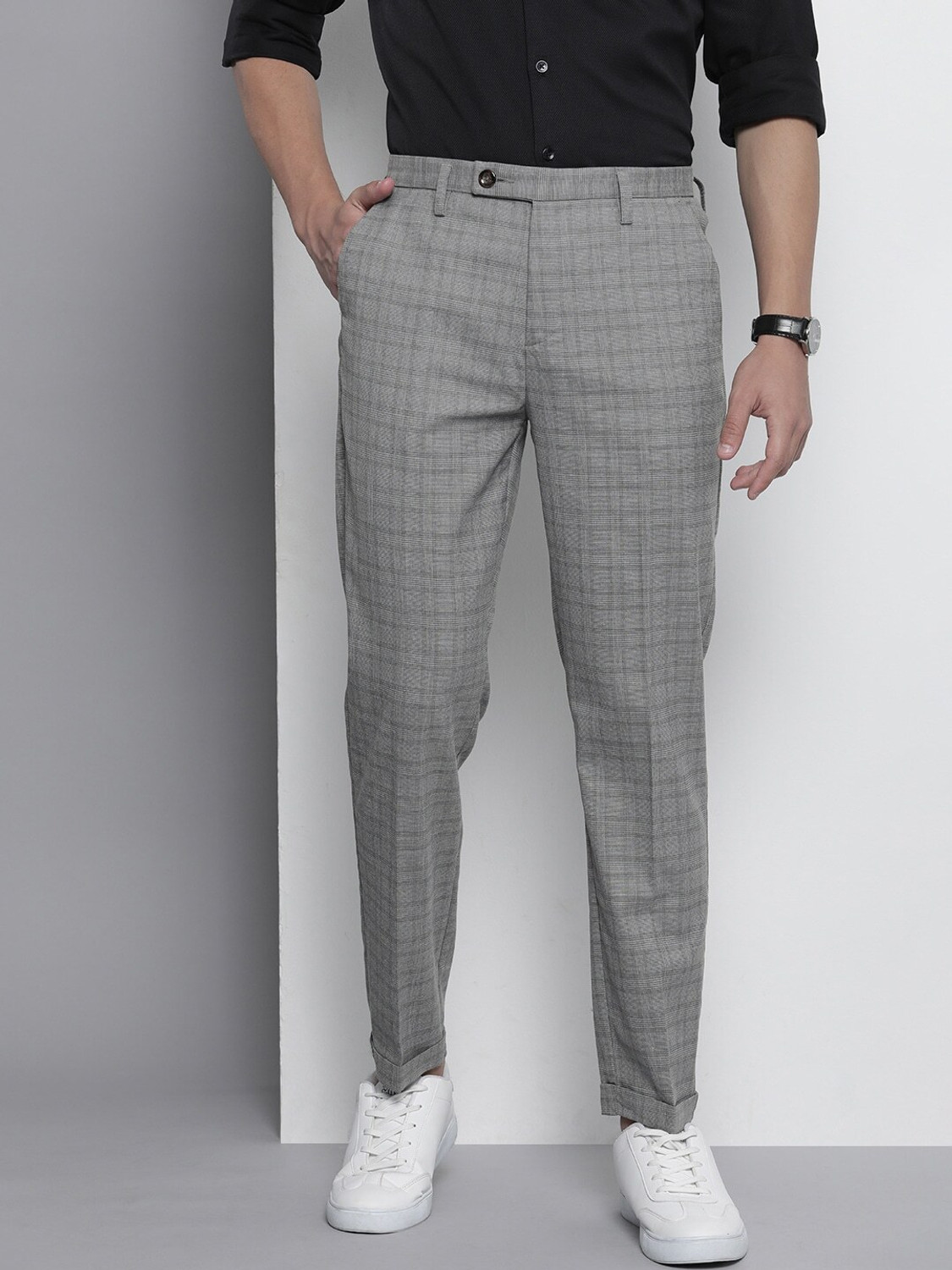 Image of The Indian Garage Co. Regular Fit Men Grey Trousers