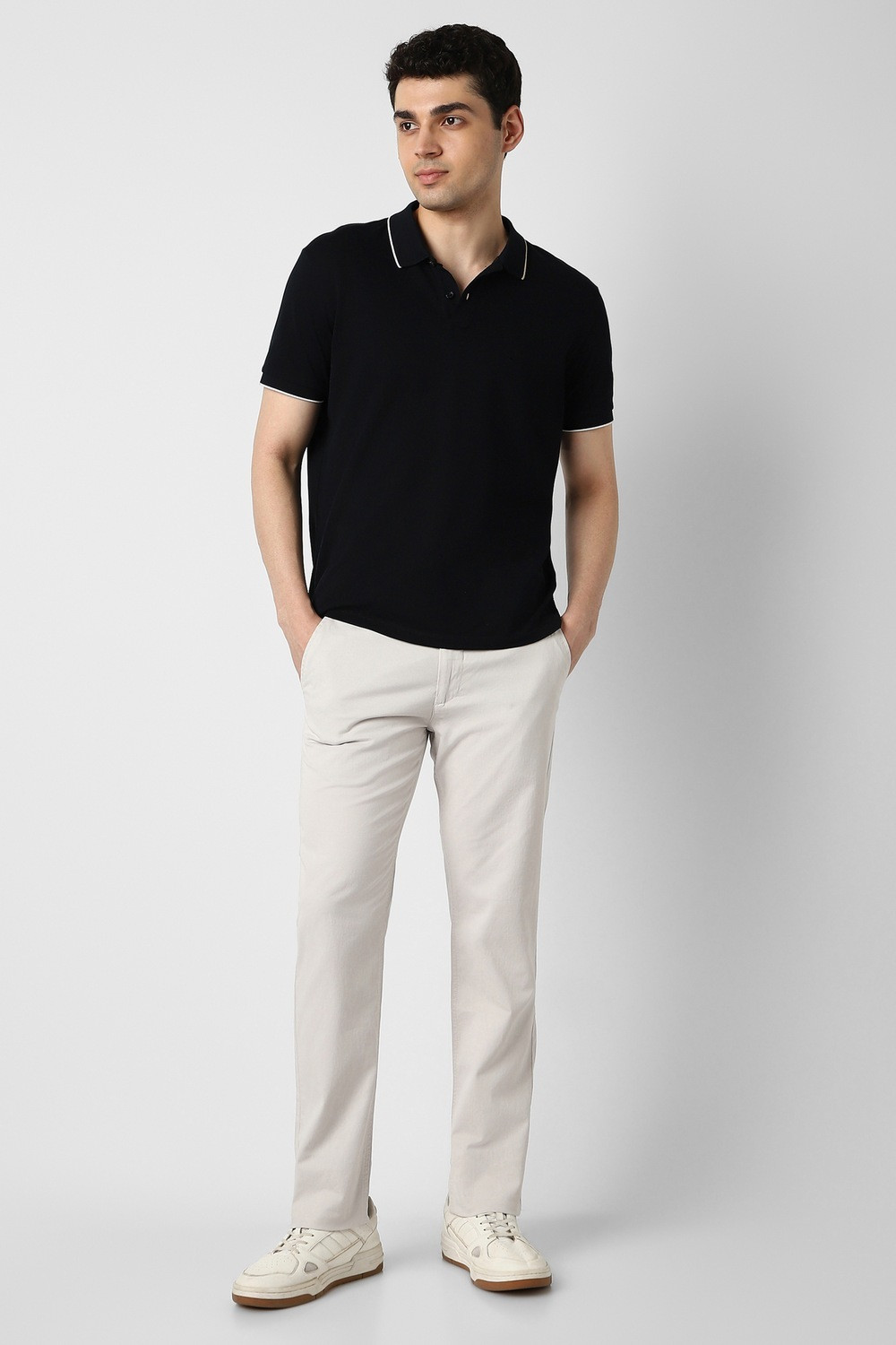 Image of PETER ENGLAND Slim Fit Men Grey Trousers