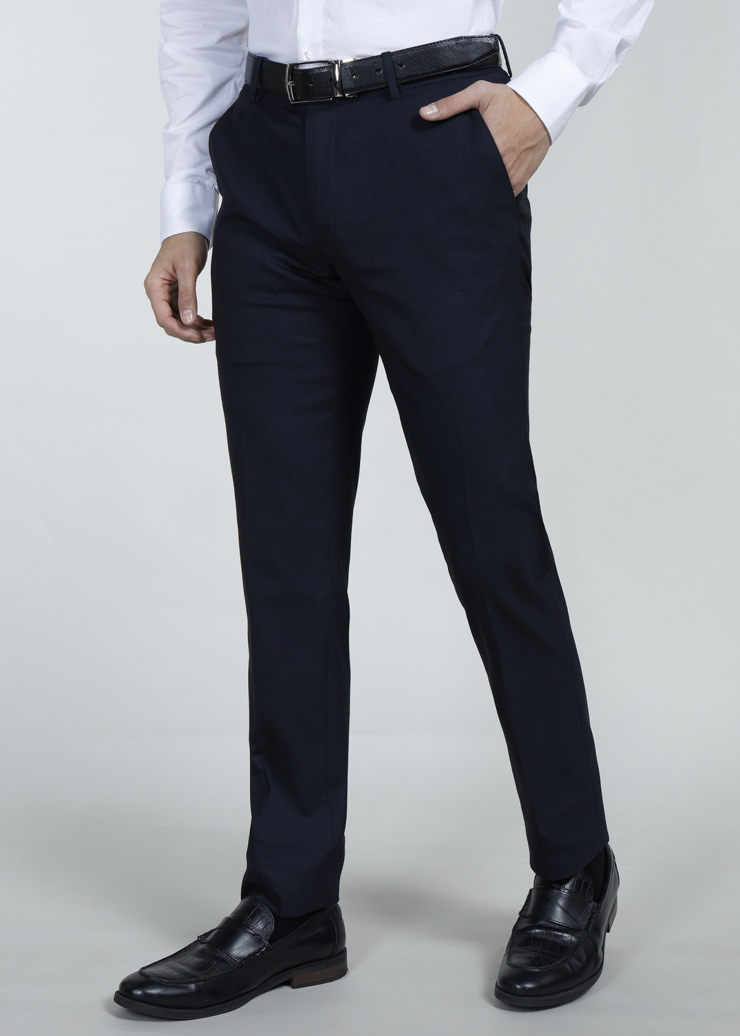 Image of PETER ENGLAND Slim Fit Men Blue Trousers