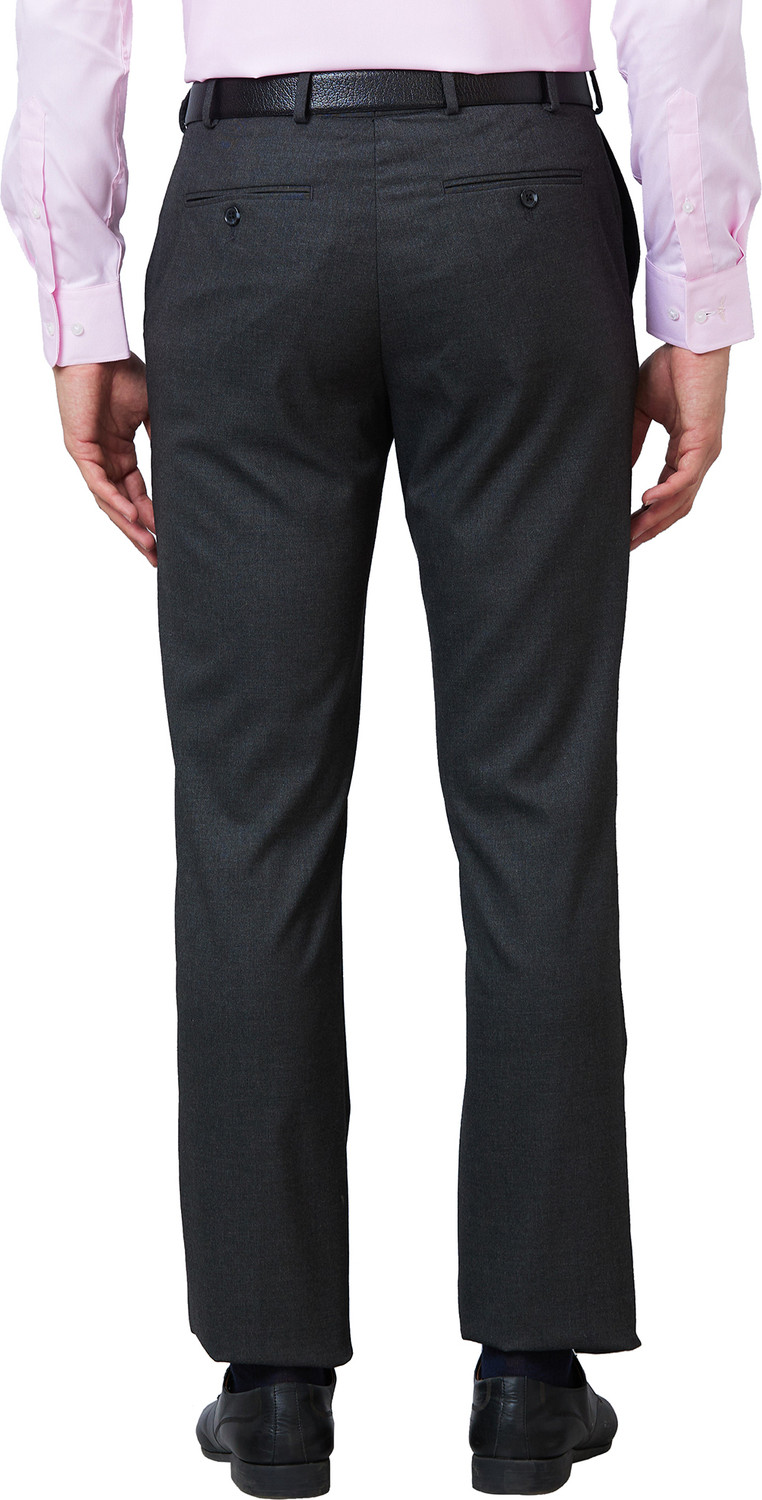 Image of PARK AVENUE Slim Fit Men Grey Trousers