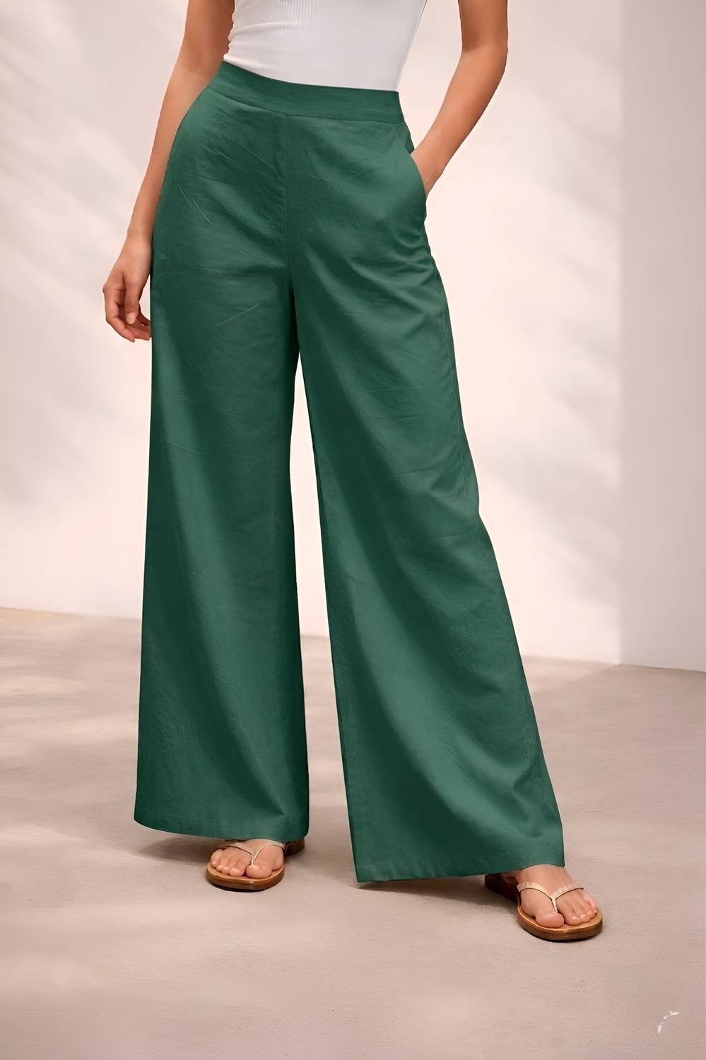 Anmi Comfort Fit Women Dark Green Trousers