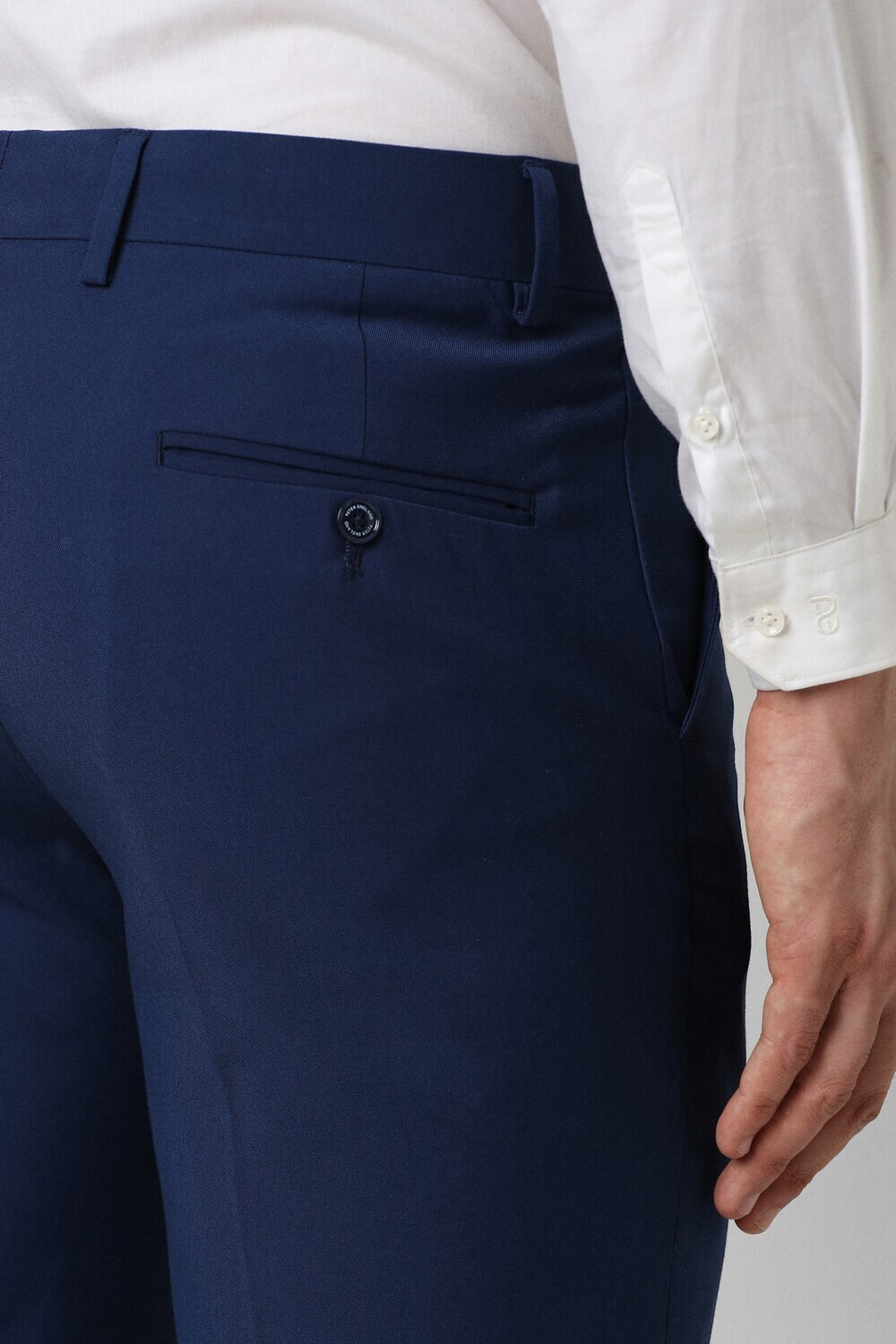 Image of PETER ENGLAND Slim Fit Men Dark Blue Trousers