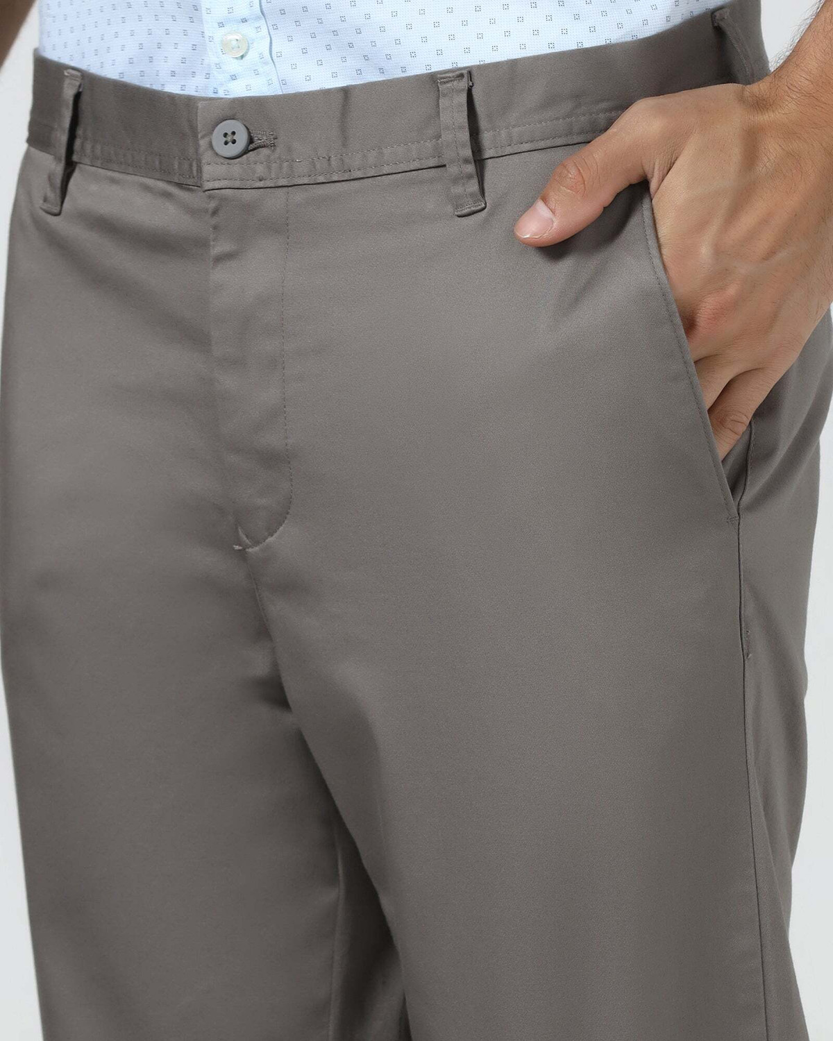 Image of Blackberrys Regular Fit Men Grey Trousers