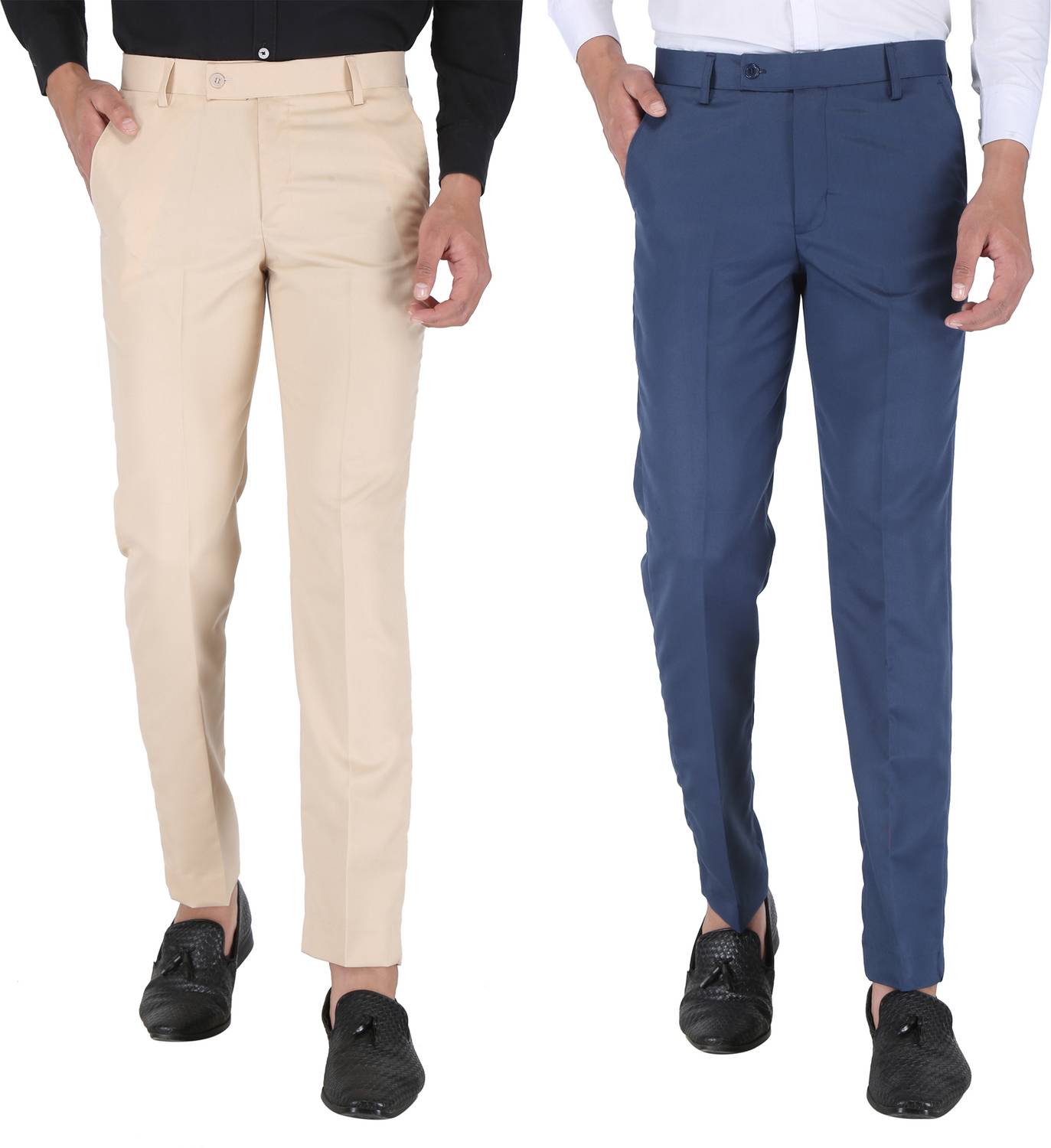 SEVEN HUNTERS Regular Fit Men Beige, Blue Trousers
