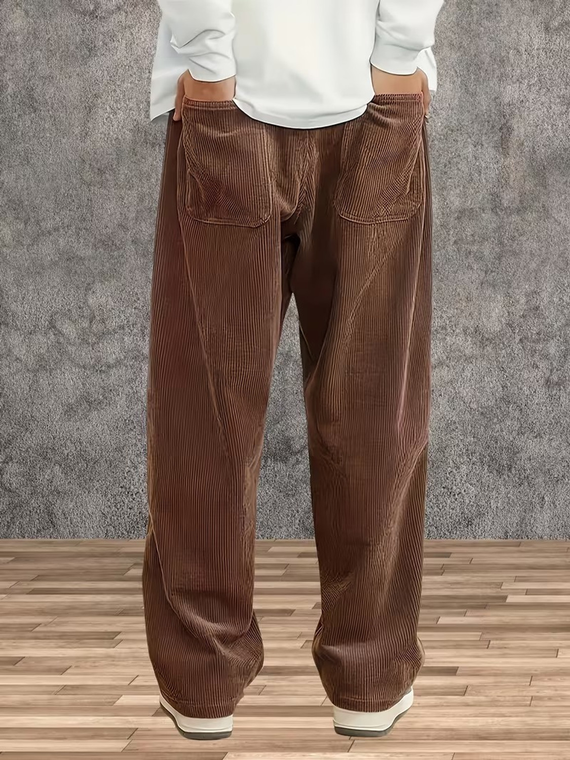 Image of JexPuti Loose Fit Men Brown Trousers