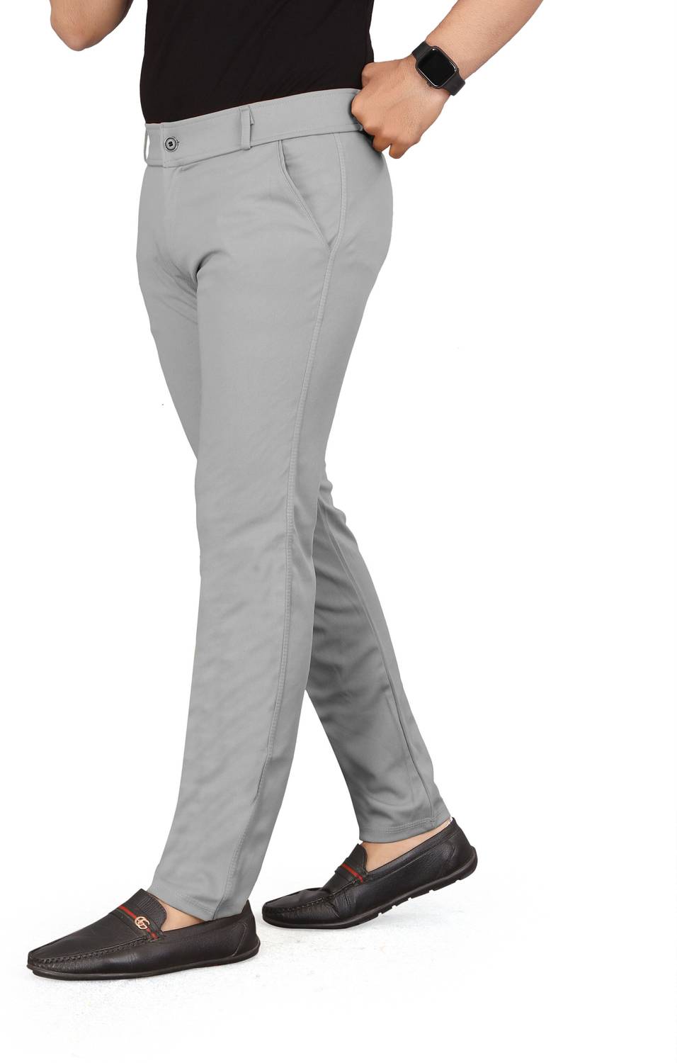 MONAPARA Slim Fit Men Grey Trousers - Image 4