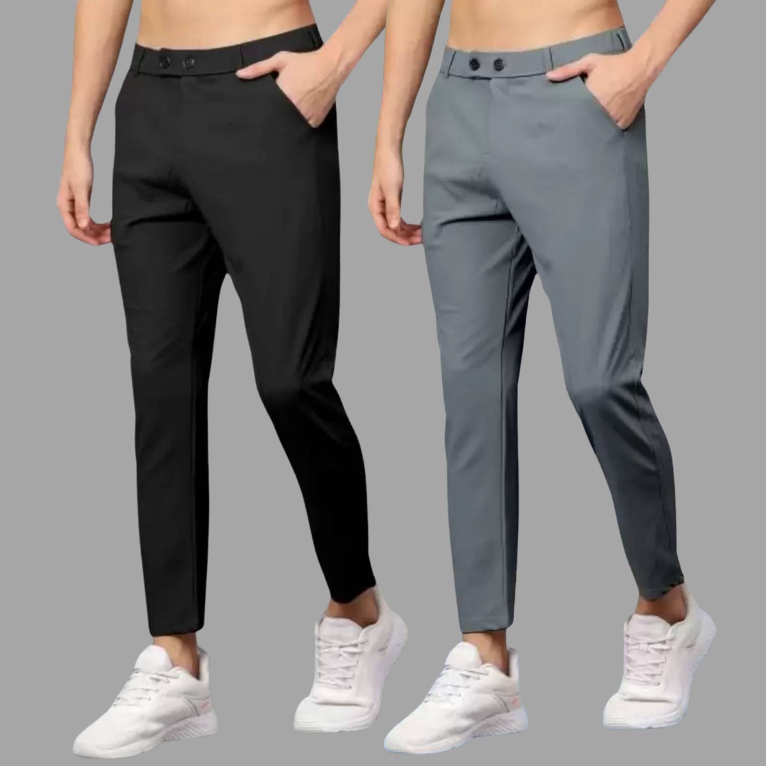 Achalnath Enterprises Slim Fit Men Black, Grey Trousers