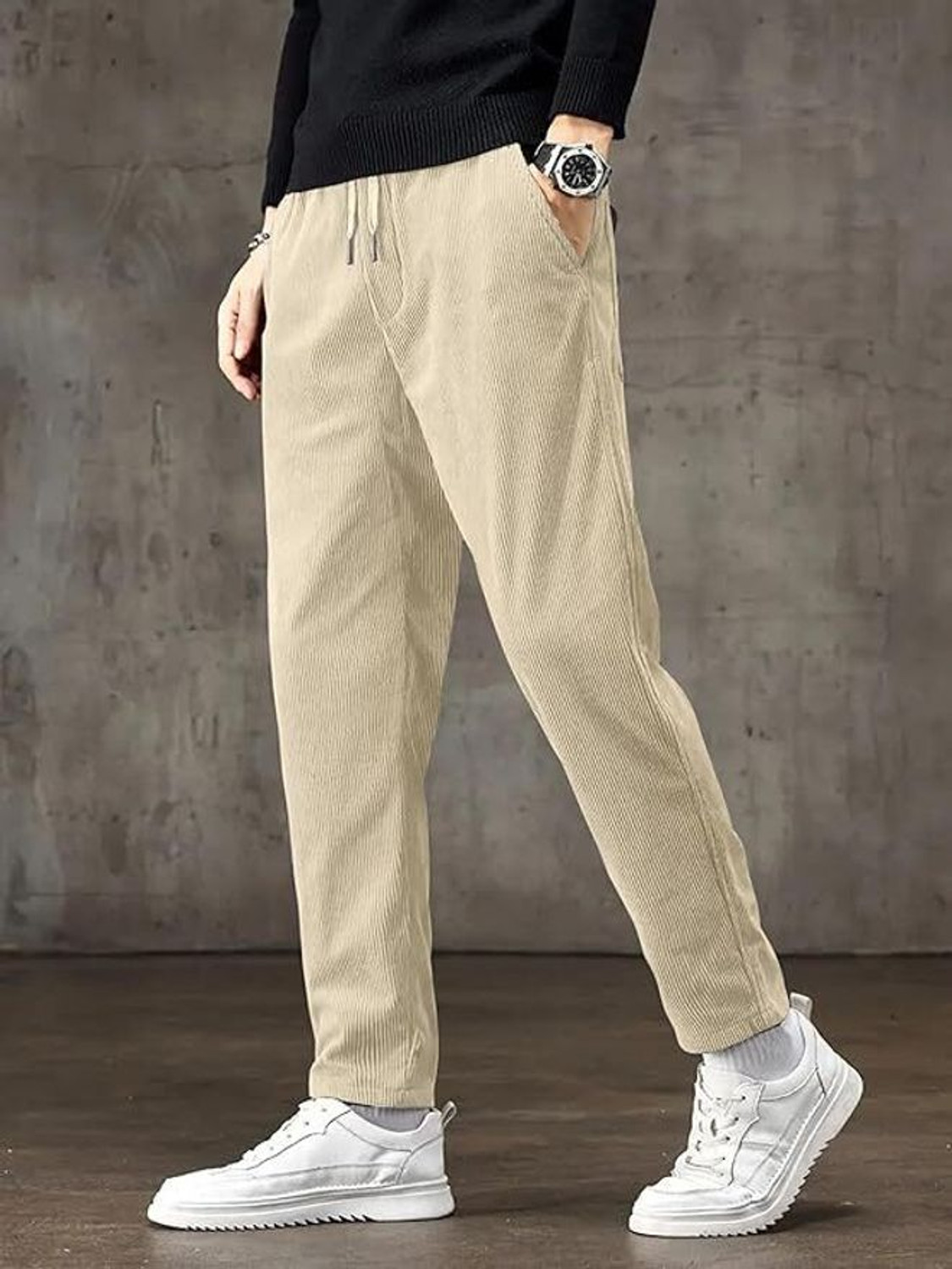 Image of Keffto Regular Fit Men Cream Trousers