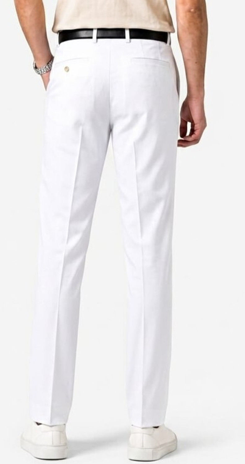 Image of VK TRENDS Men Straight Fit, Regular Fit White Cotton Blend Trousers