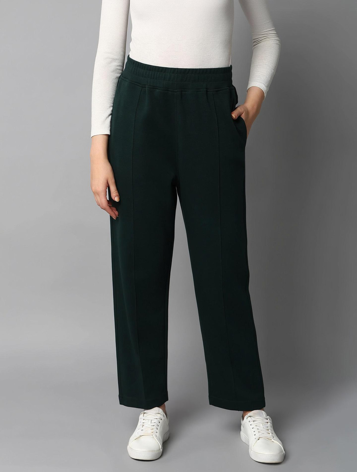Image of Alan Jones Flared Women Dark Green Trousers