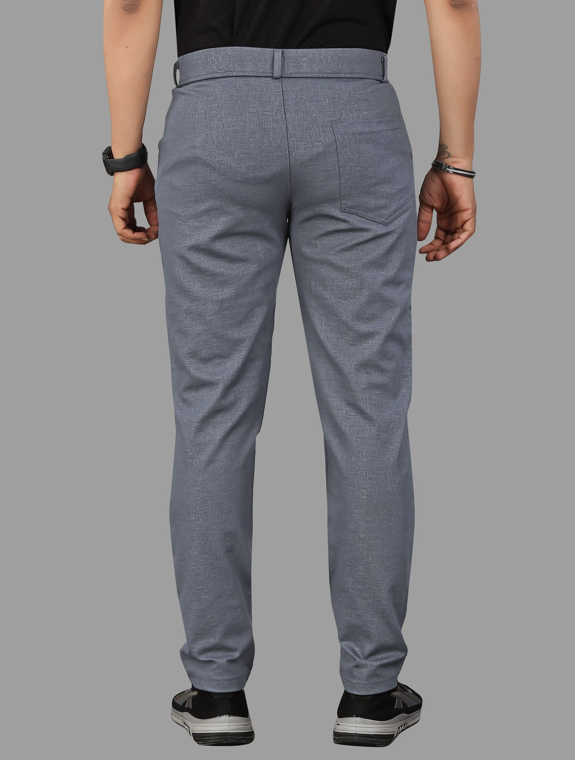 Image of COMBRAIDED Slim Fit Men Grey Trousers