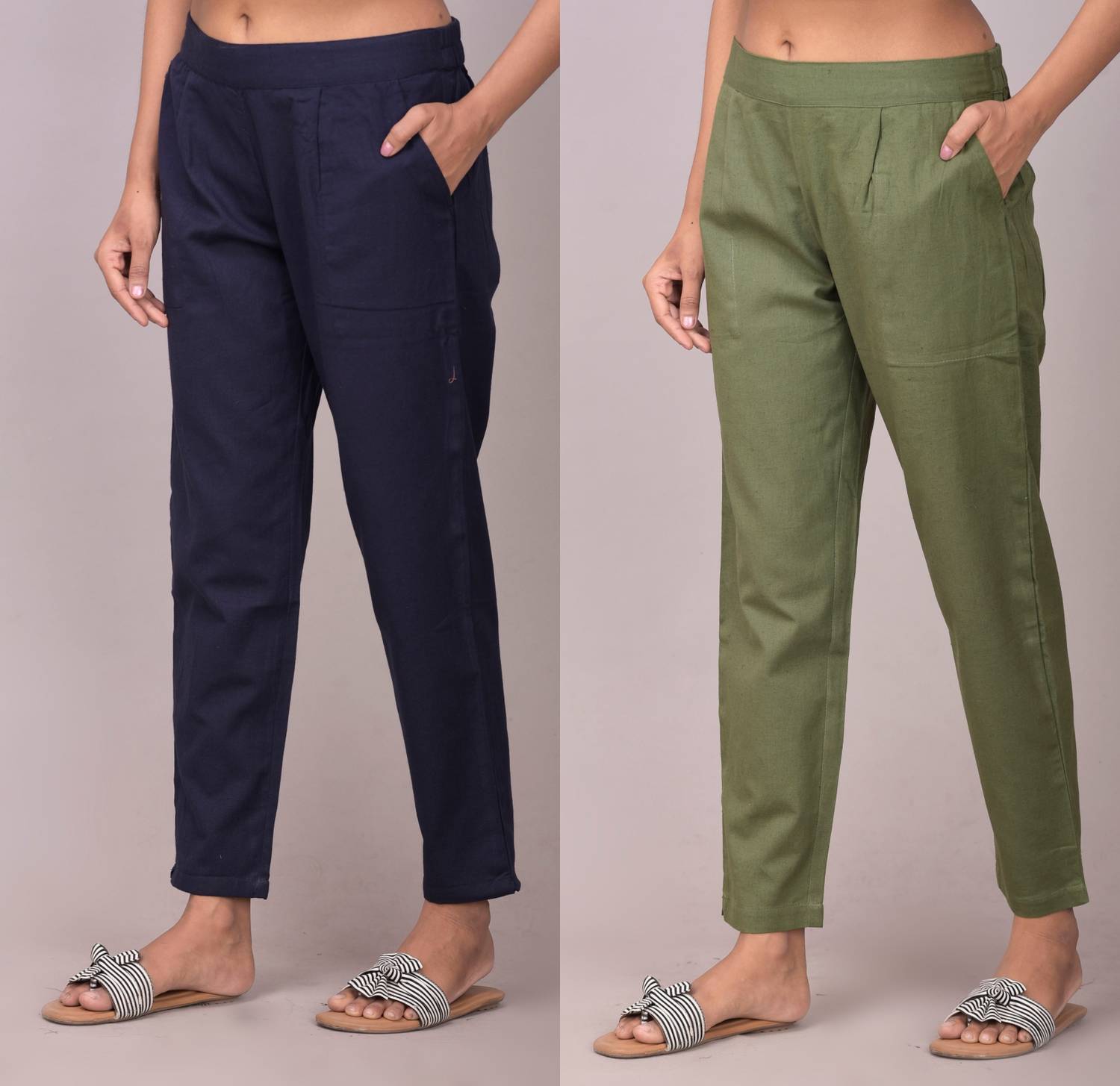 Tanusiya Regular Fit Women Blue, Green Trousers