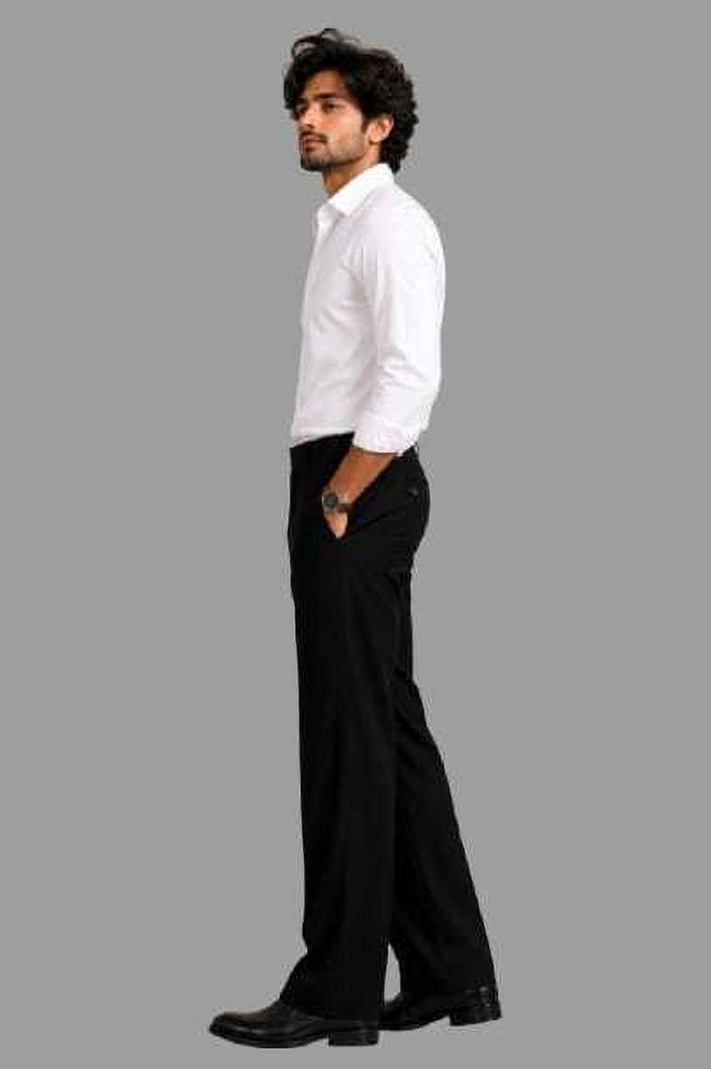 Naaz Men Flared Black Linen Blend Trousers - Image 4