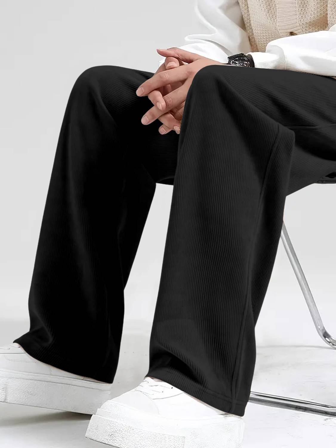 Rajovati Loose Fit Men Black Trousers - Image 3