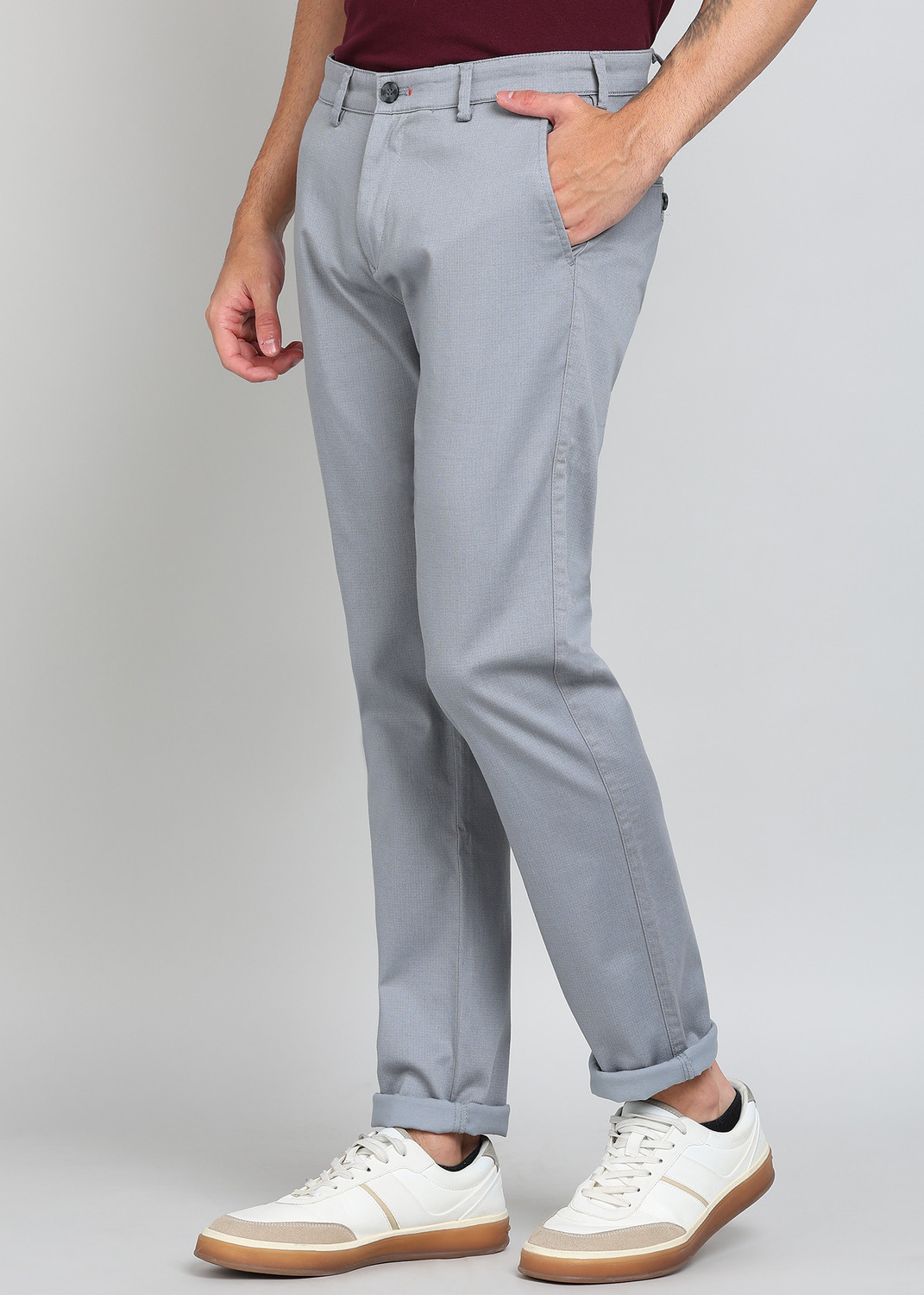 Image of KILLER Slim Fit Men Grey Trousers