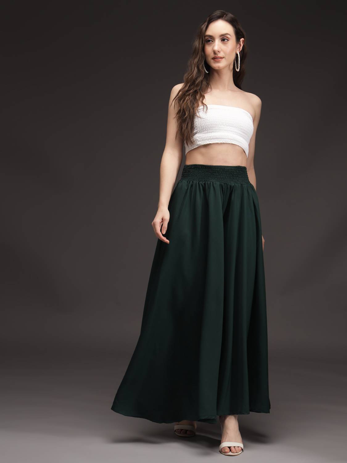Emeros Flared Women Dark Green Trousers