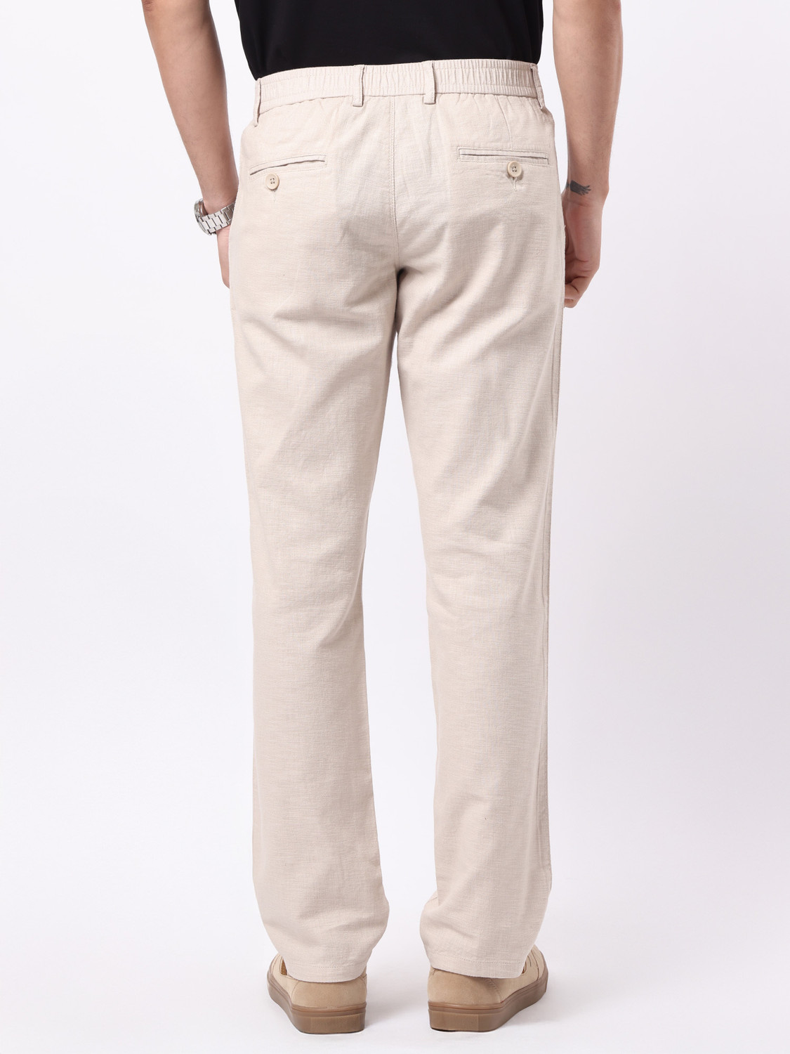 Image of MANIAC Comfort Fit Men Beige Trousers
