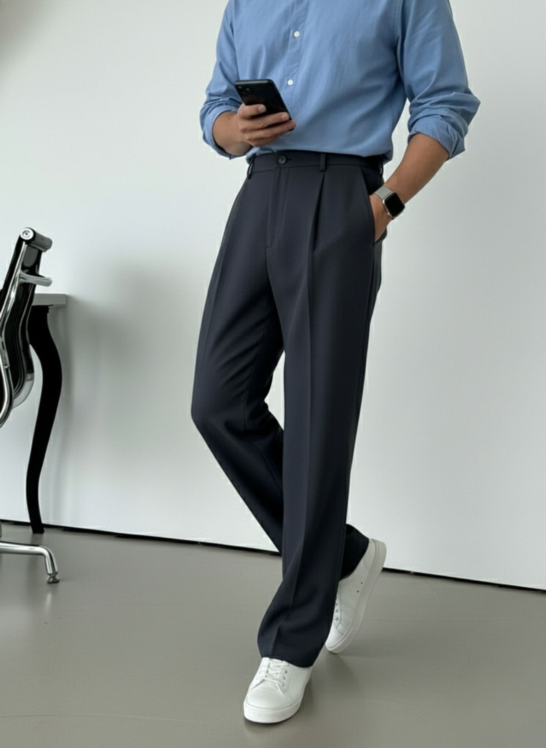 Image of INDICLUB Relaxed Men Blue Trousers