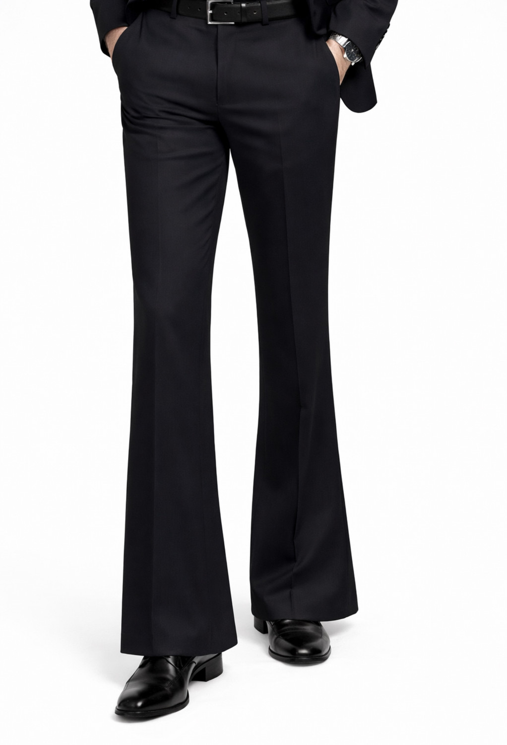 Image of AVTRADERS Straight Fit Men Black Trousers