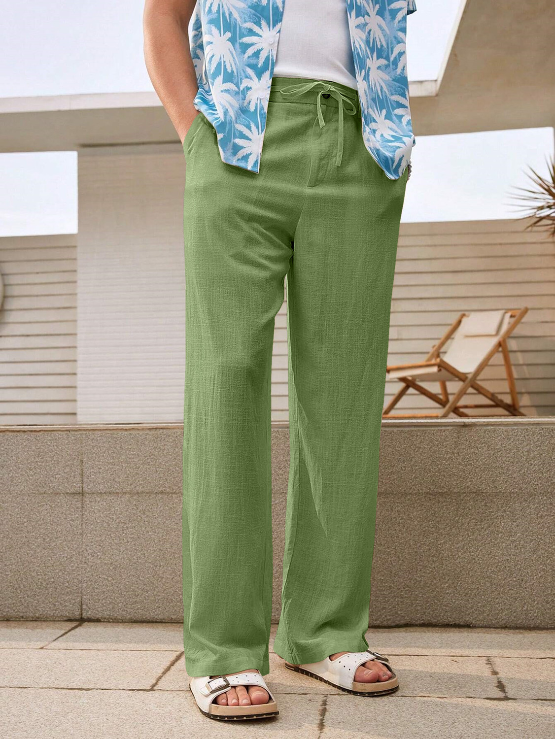 Image of Rawlane Solid Men Green Track Pants