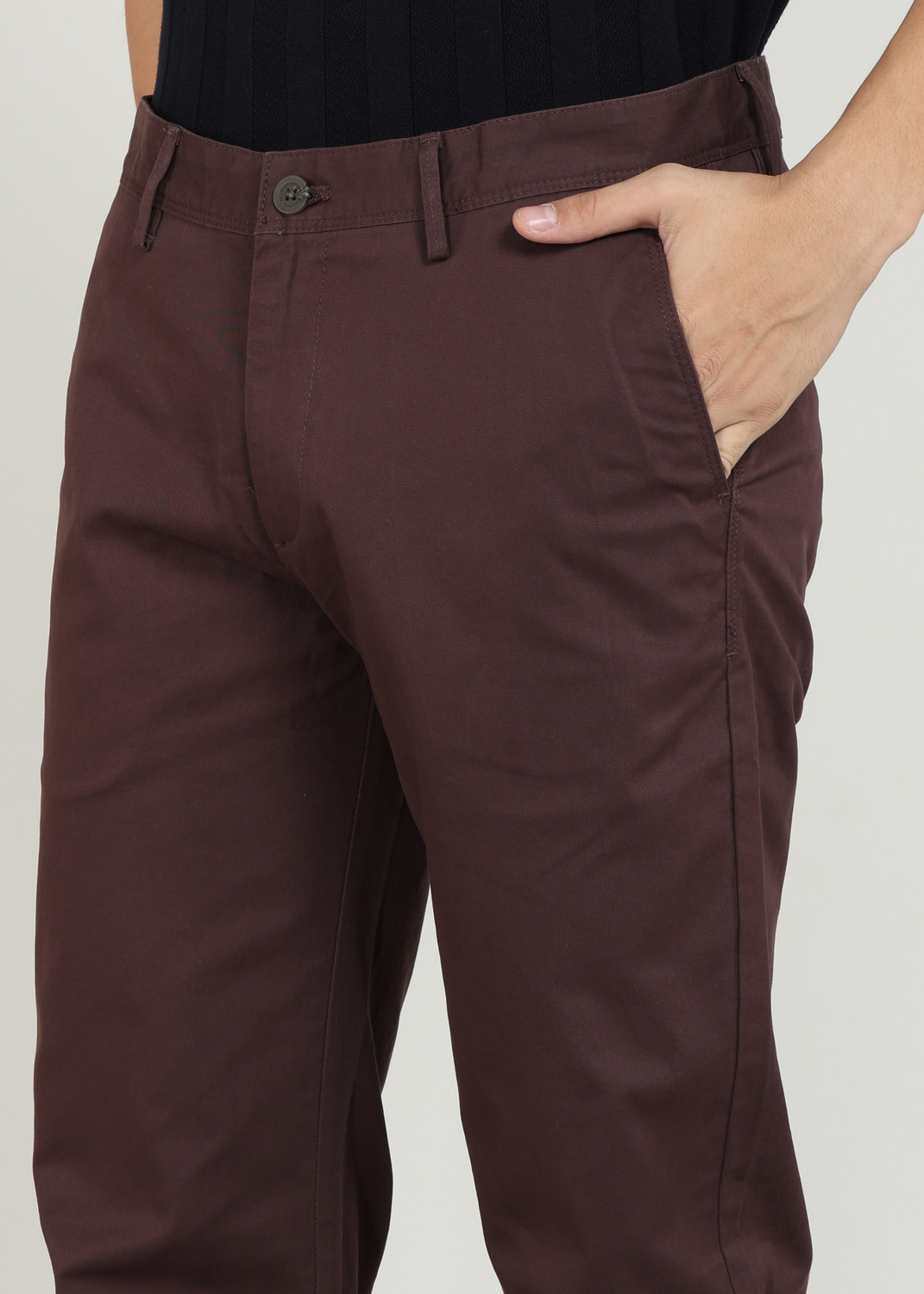 Image of PETER ENGLAND Slim Fit Men Brown Trousers