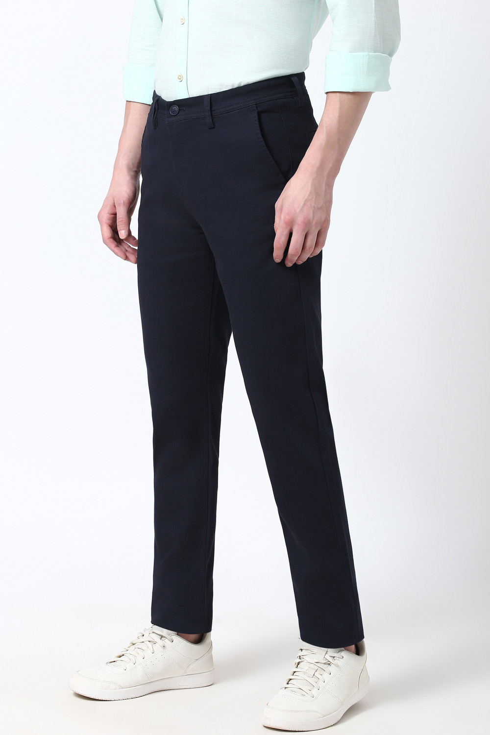 Image of PETER ENGLAND Slim Fit Men Blue Trousers