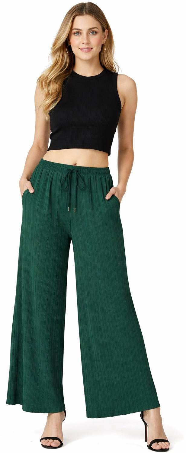 Amazplus Flared Women Green Trousers