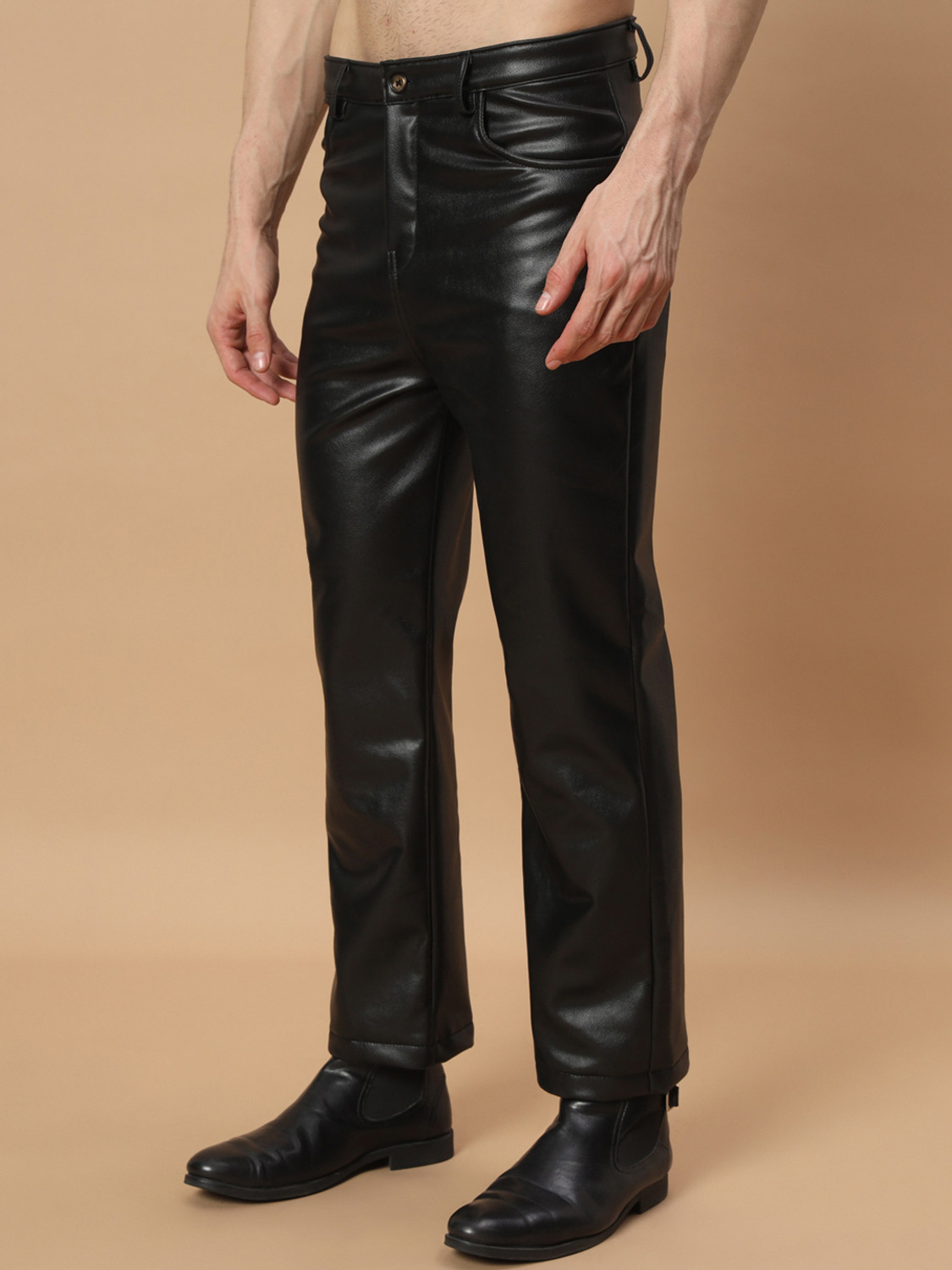 Image of TANDUL Regular Fit Men Black Trousers