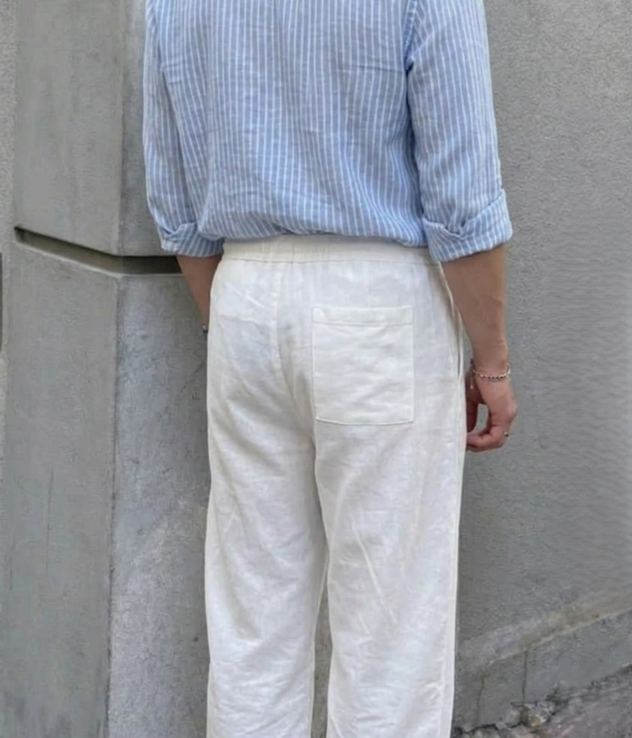 Image of AuraArc Loose Fit Men White Trousers