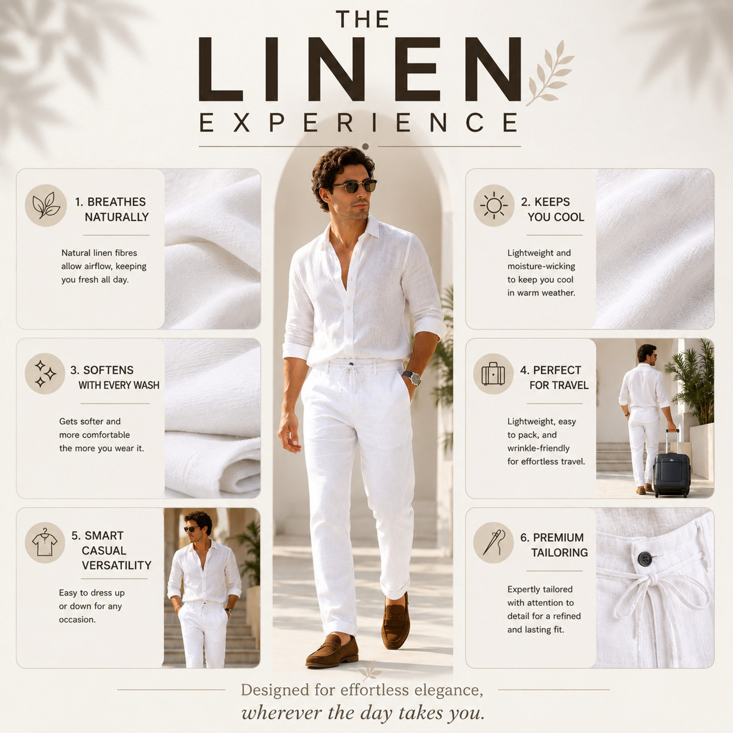 Image of WHISQ Straight Fit Men White Trousers
