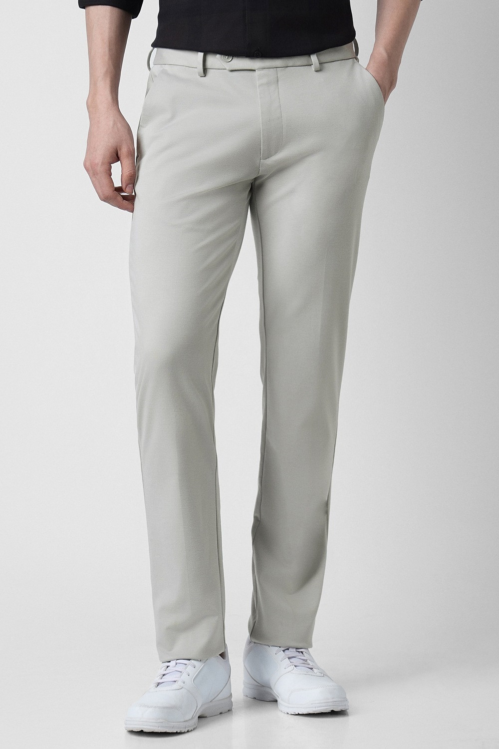 Image of PETER ENGLAND Slim Fit Men Grey Trousers