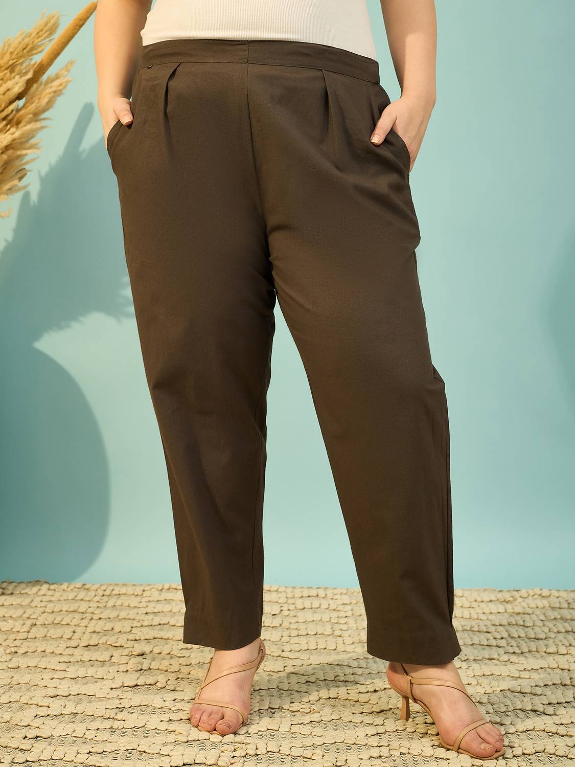 BIDAAS Regular Fit Women Dark Green Trousers