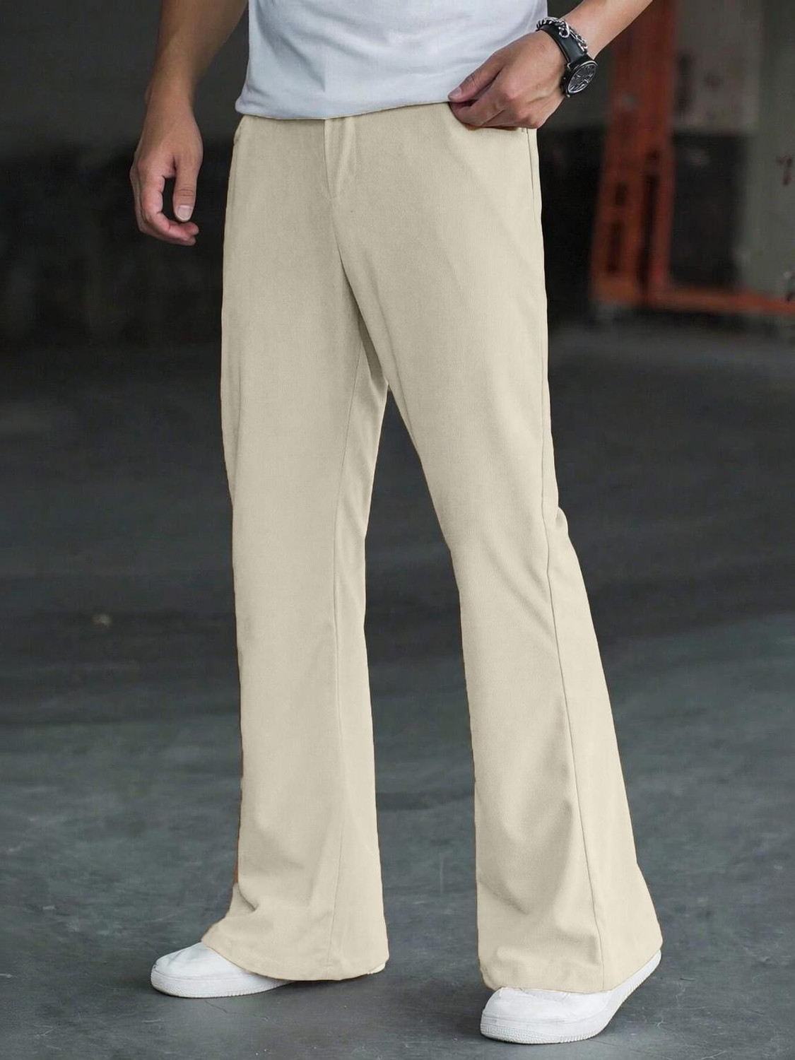 Image of METRONAUT Flared Men Beige Trousers