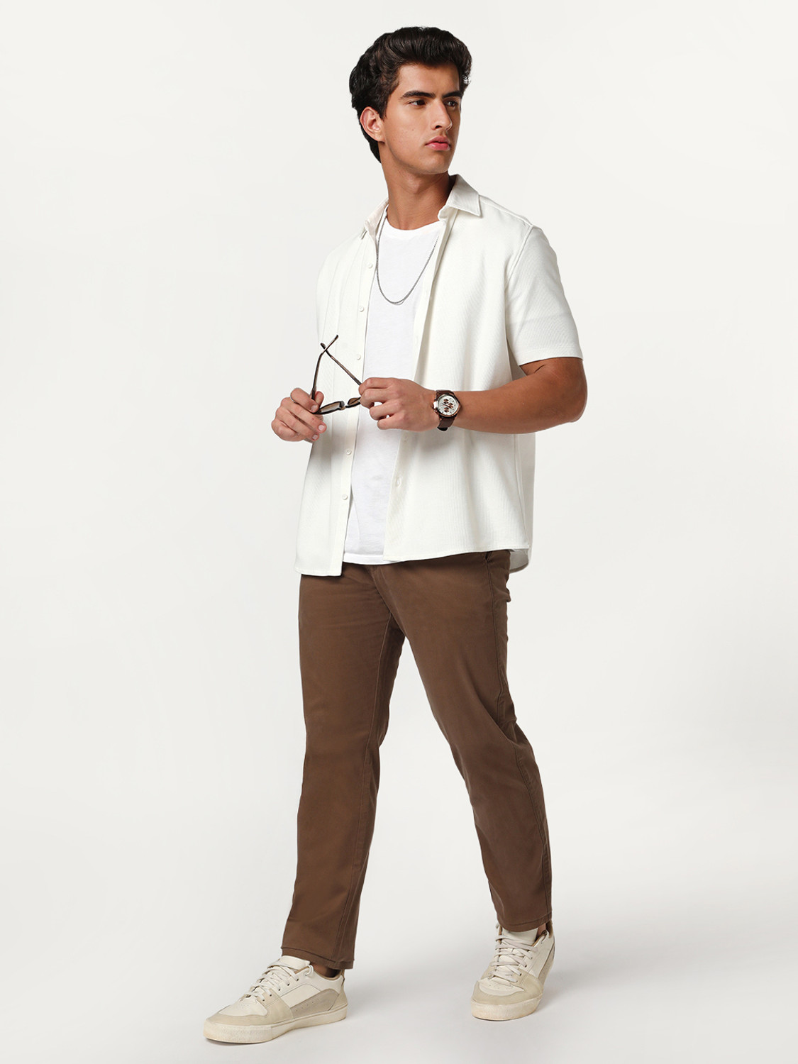 Image of Urbano Fashion Straight Fit Men Brown Trousers