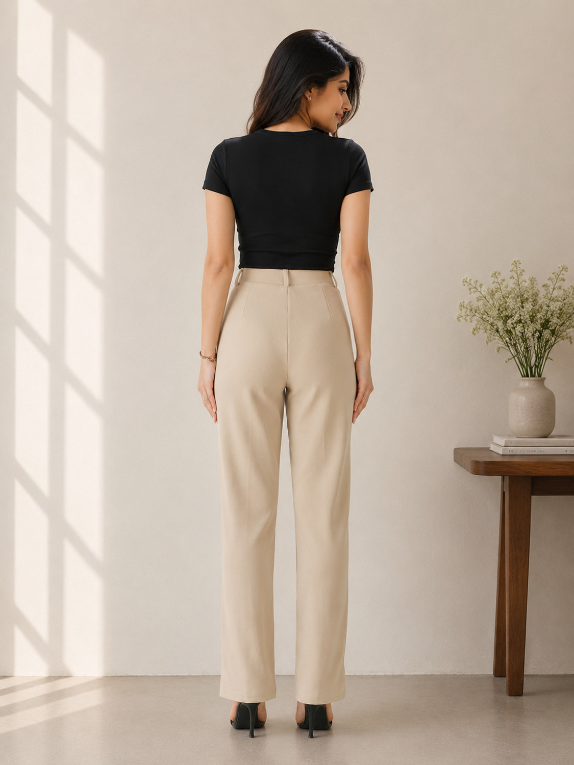 Image of KOTTY Regular Fit Women Beige Trousers