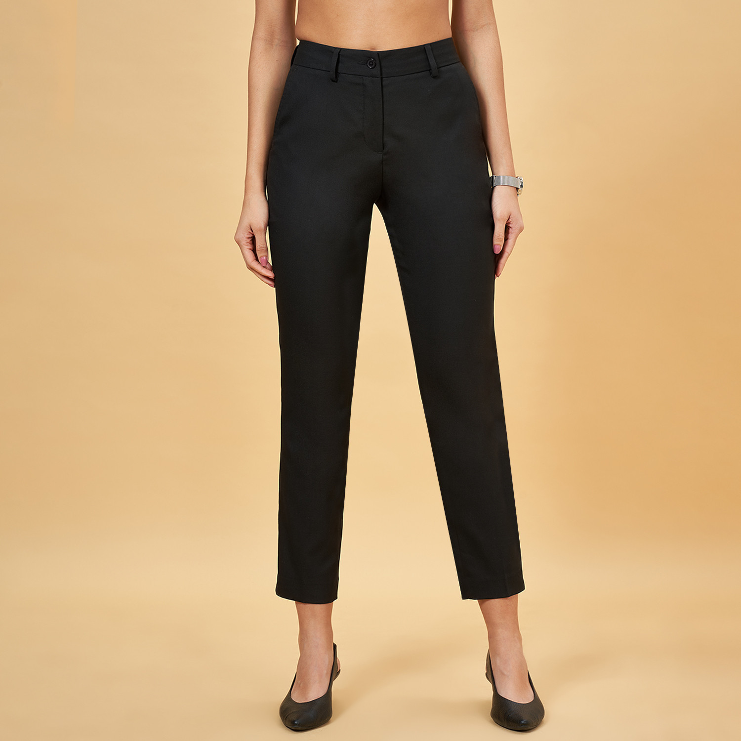 Image of Annabelle by Pantaloons Regular Fit Women Black Trousers