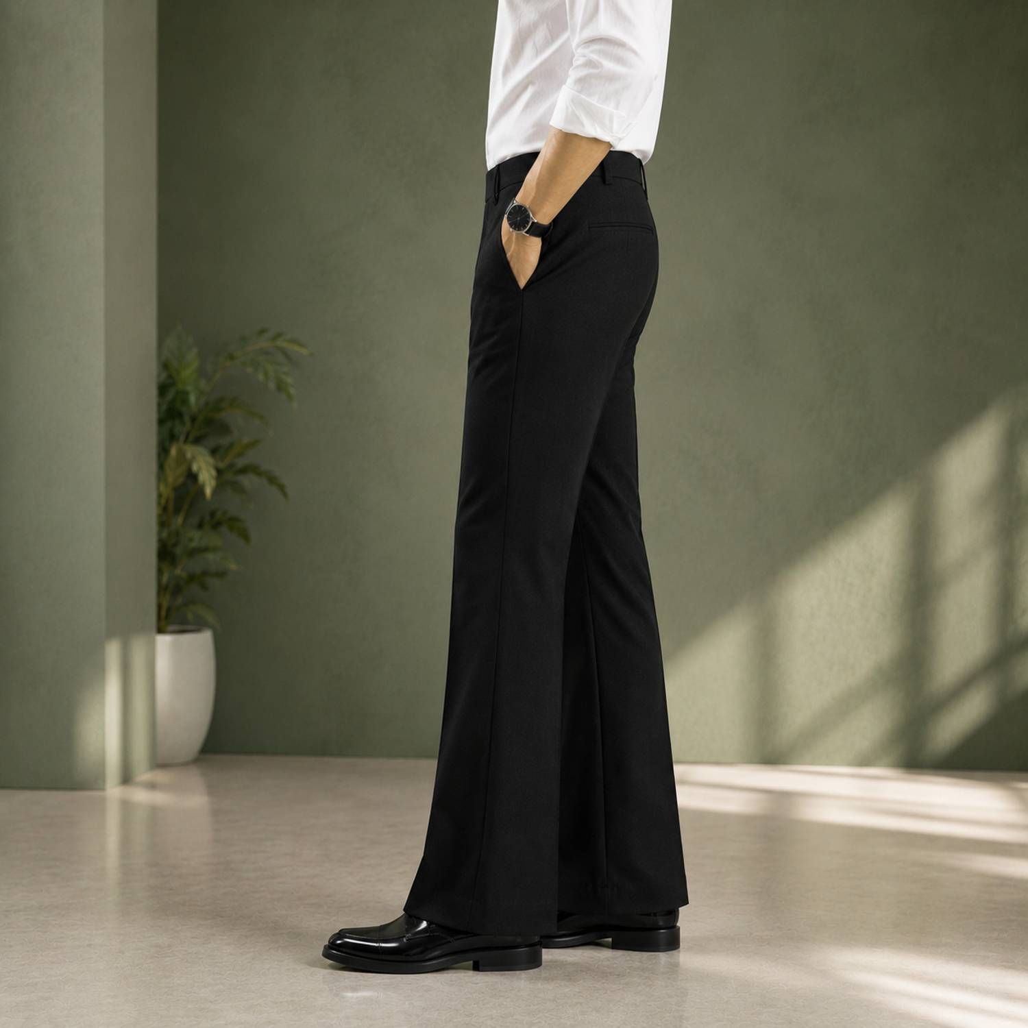 KDR TRADER Comfort Fit Regular Fit Men Black Trousers - Image 3