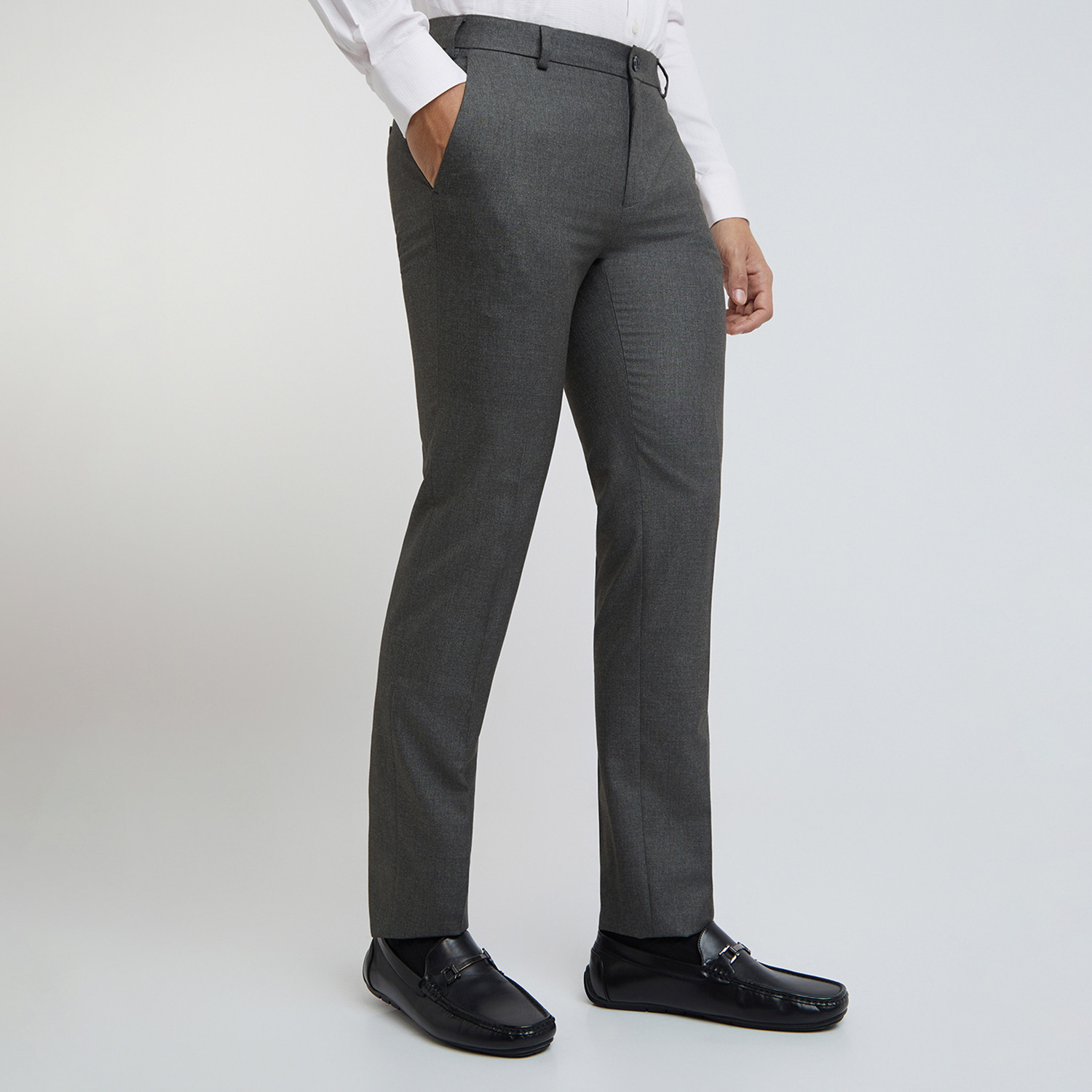 Image of Raymond Regular Fit Men Grey Trousers