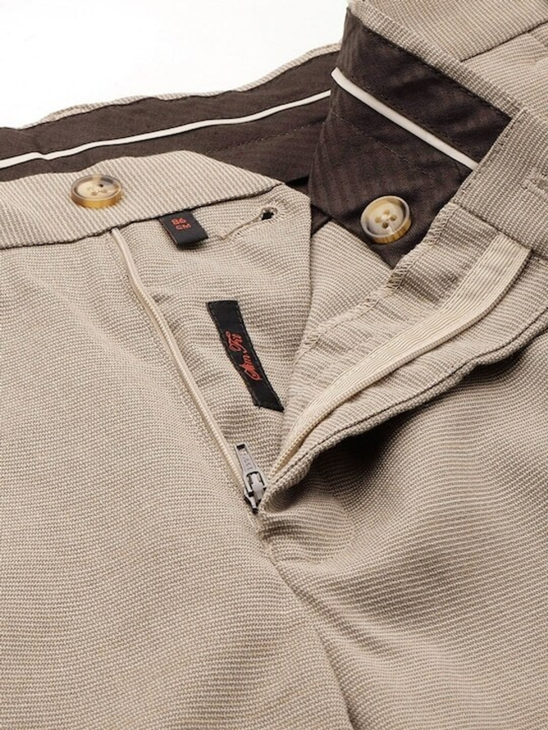 Image of Raymond Slim Fit Men Brown Trousers