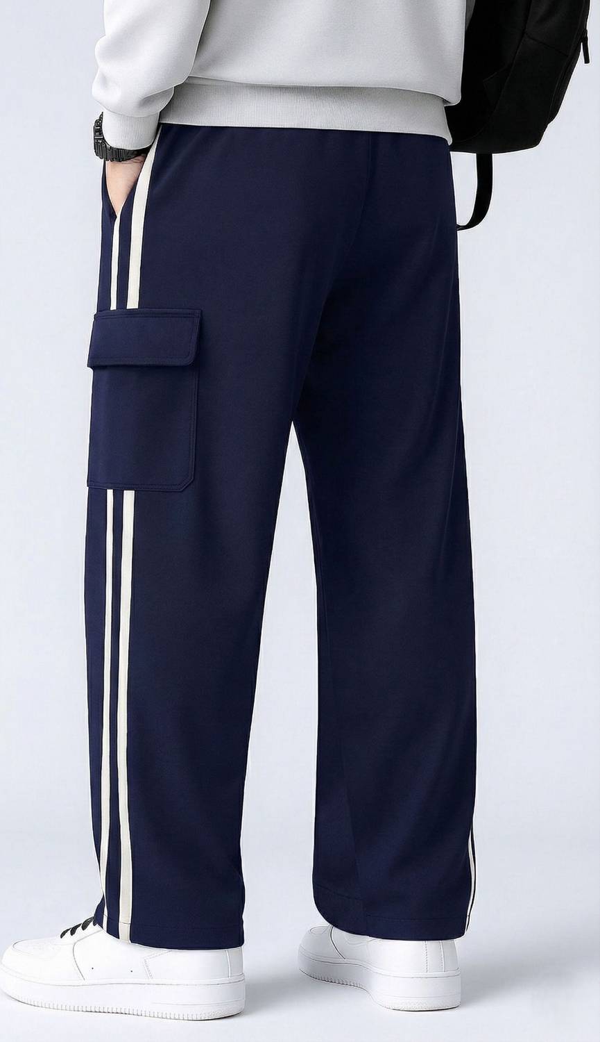 COMBRAIDED Loose Fit Men Blue Trousers - Image 4